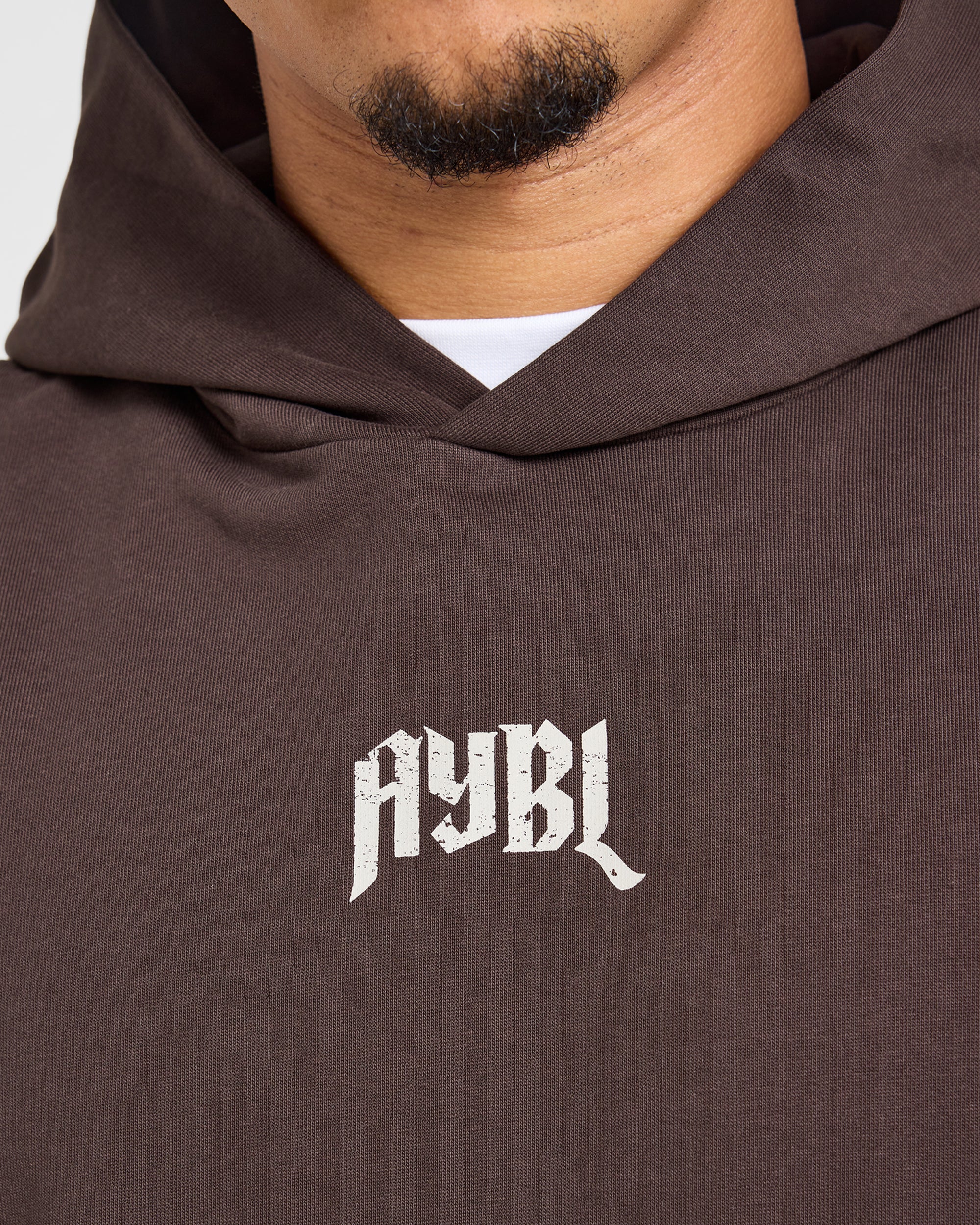 Heavy Lifting Gothic Oversized Hoodie - Bruin/Crème - Image 5