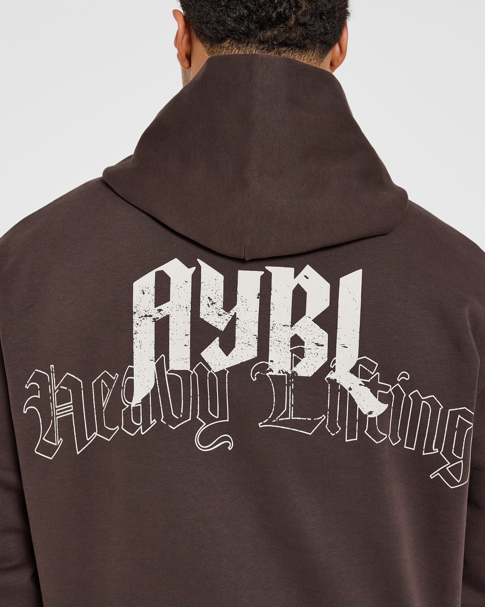 Heavy Lifting Gothic Oversized Hoodie - Bruin/Crème - Image 6