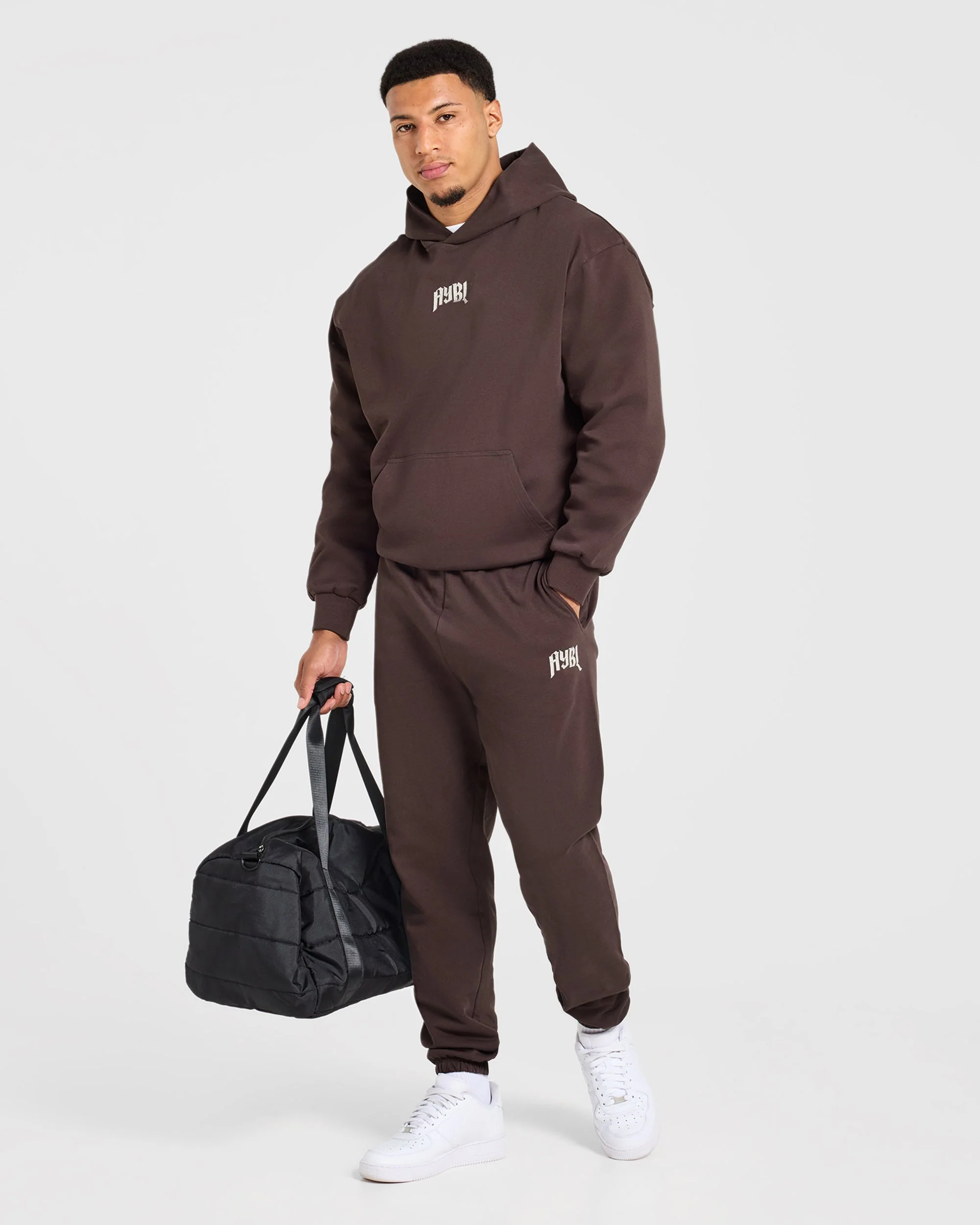 Heavy Lifting Gothic Oversized Hoodie - Bruin/Crème - Image 7