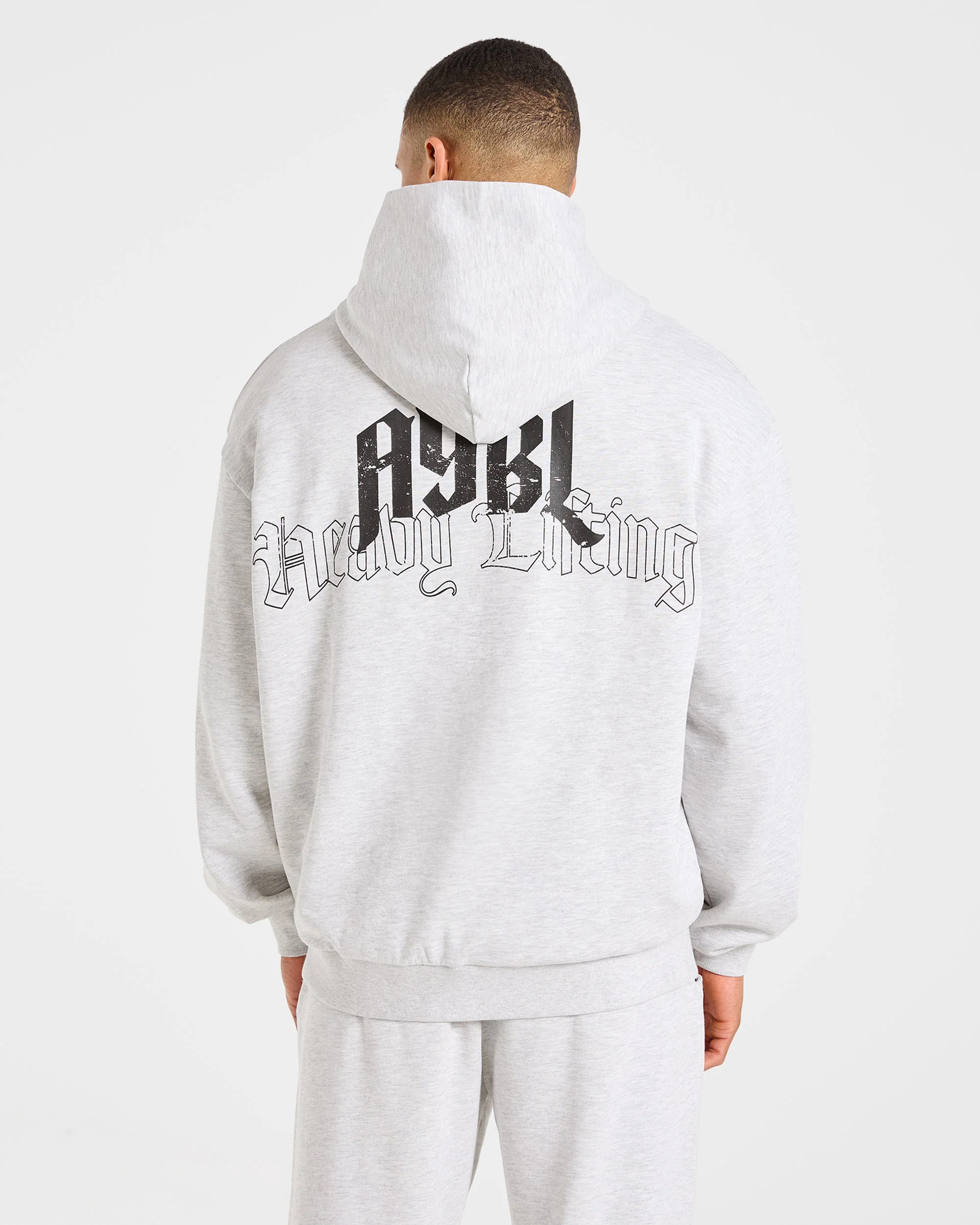 Heavy Lifting Gothic Oversized Hoodie - Grijs Marl