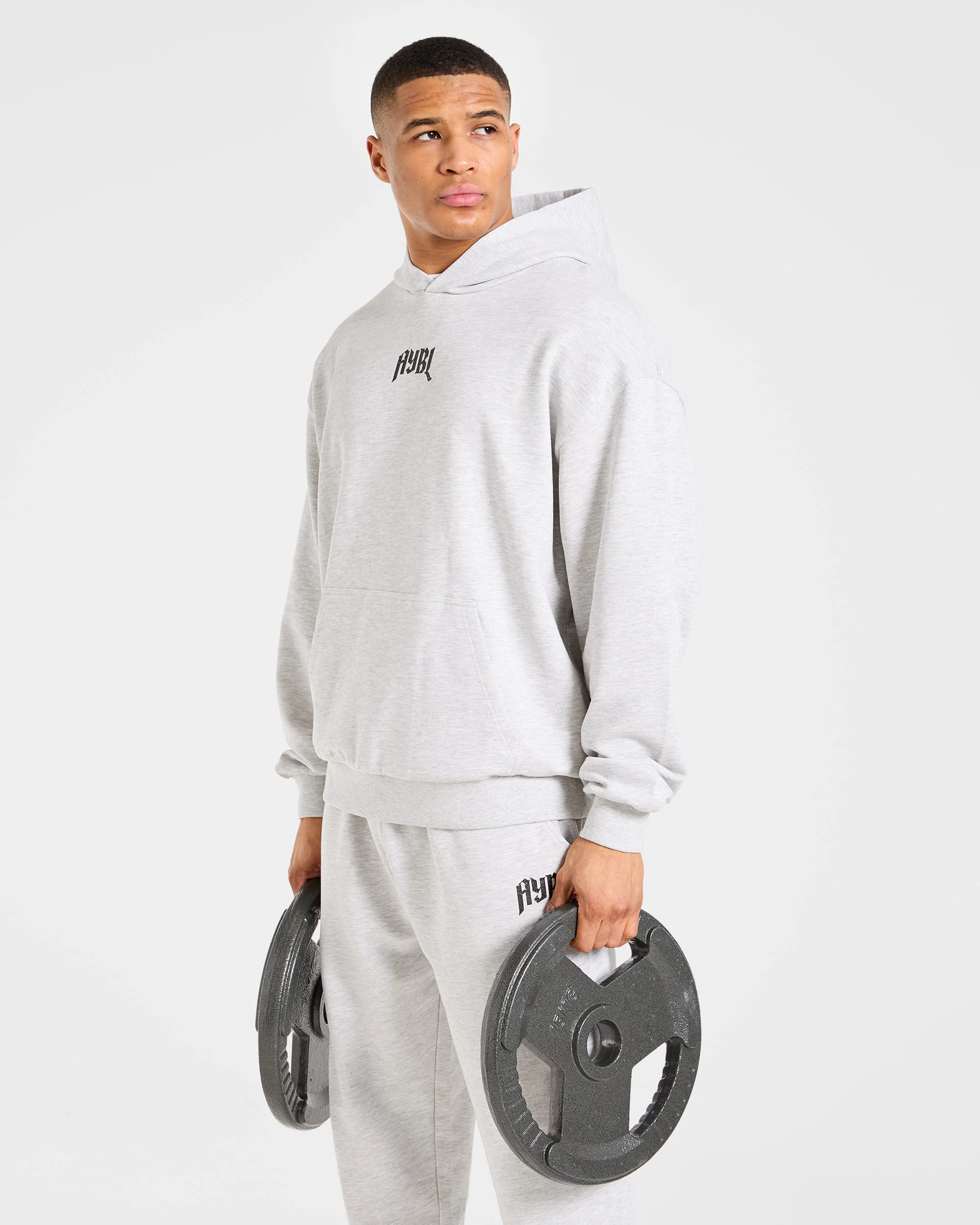 Heavy Lifting Gothic Oversized Hoodie - Grijs Marl - Image 7