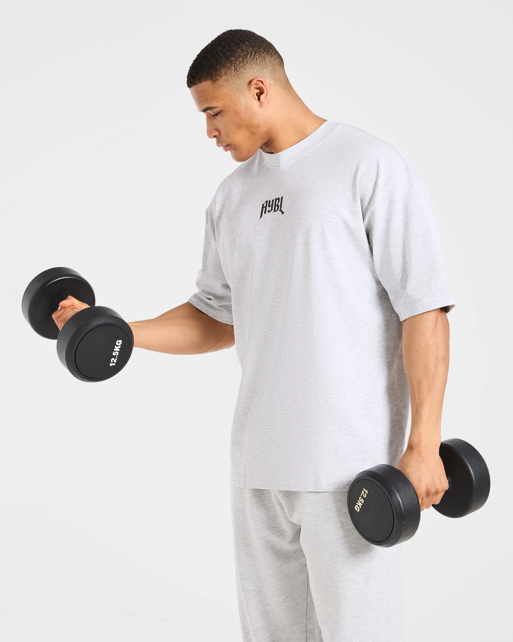 Heavy Lifting Gothic Oversized Hoodie - Grijs Marl - Image 8