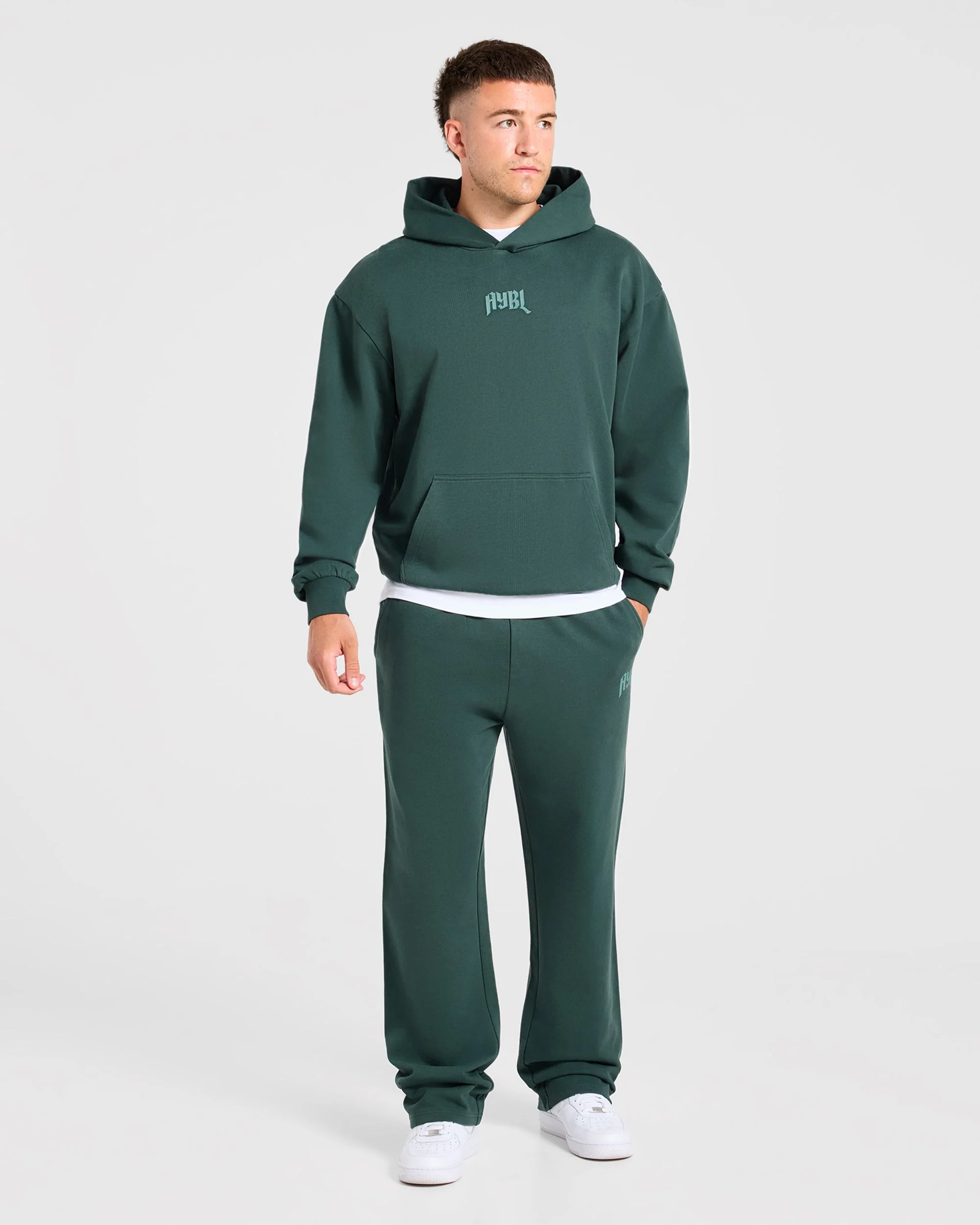Heavy Lifting Gothic Oversized Hoodie - Midnight Teal - Image 3