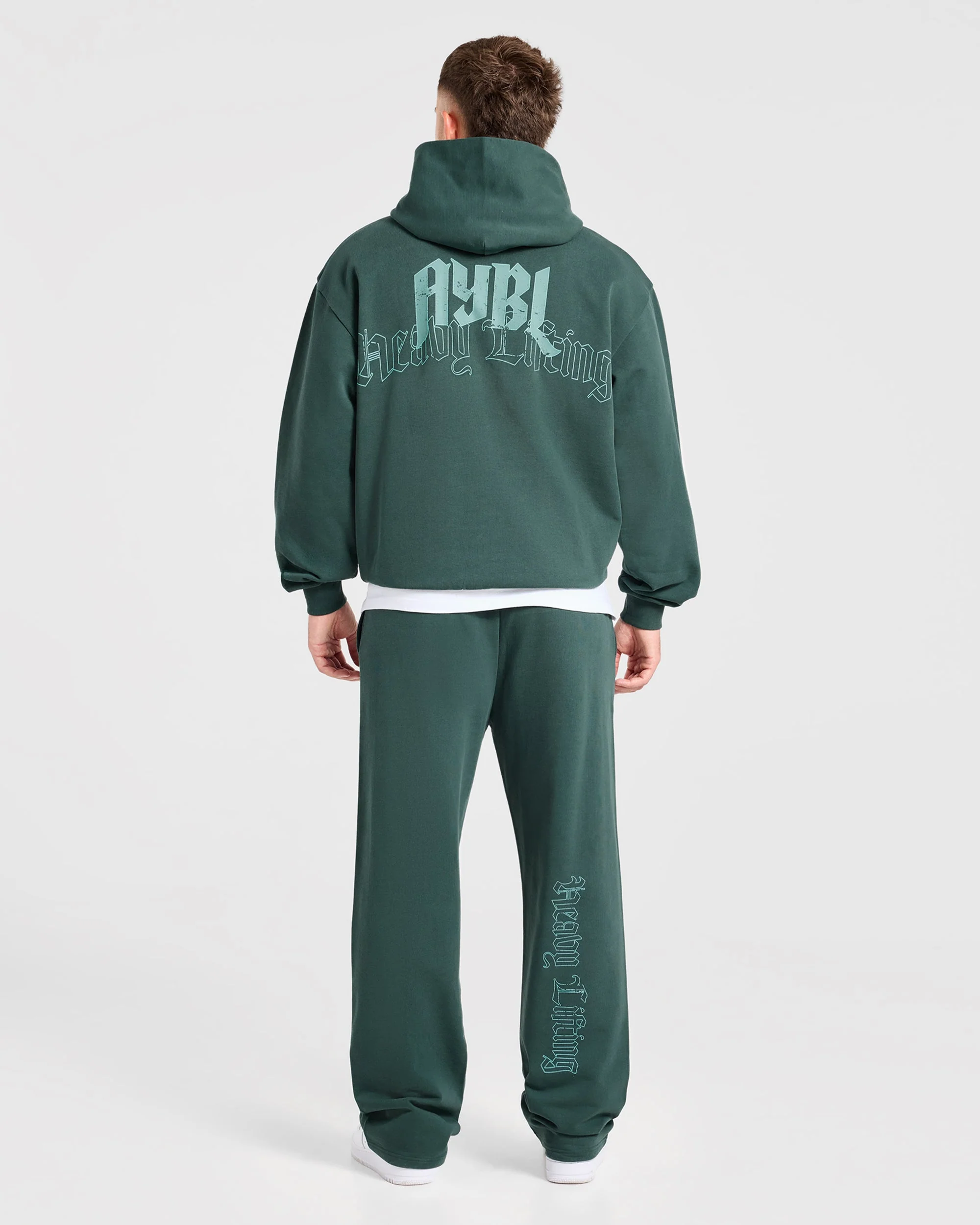 Heavy Lifting Gothic Oversized Hoodie - Midnight Teal - Image 4