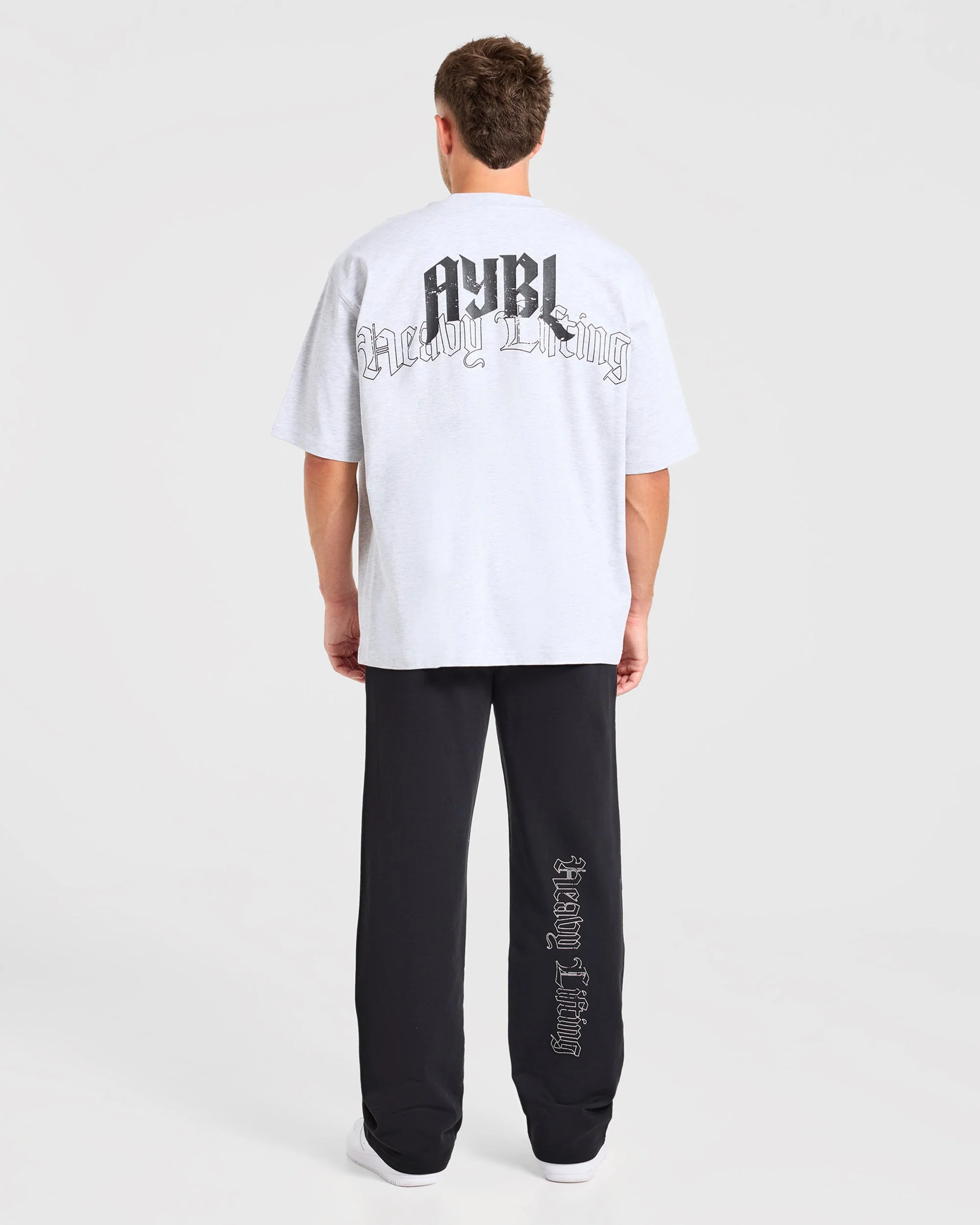 Heavy Lifting Gothic Oversized Straight Leg Joggers - Zwart/Wit - Image 4