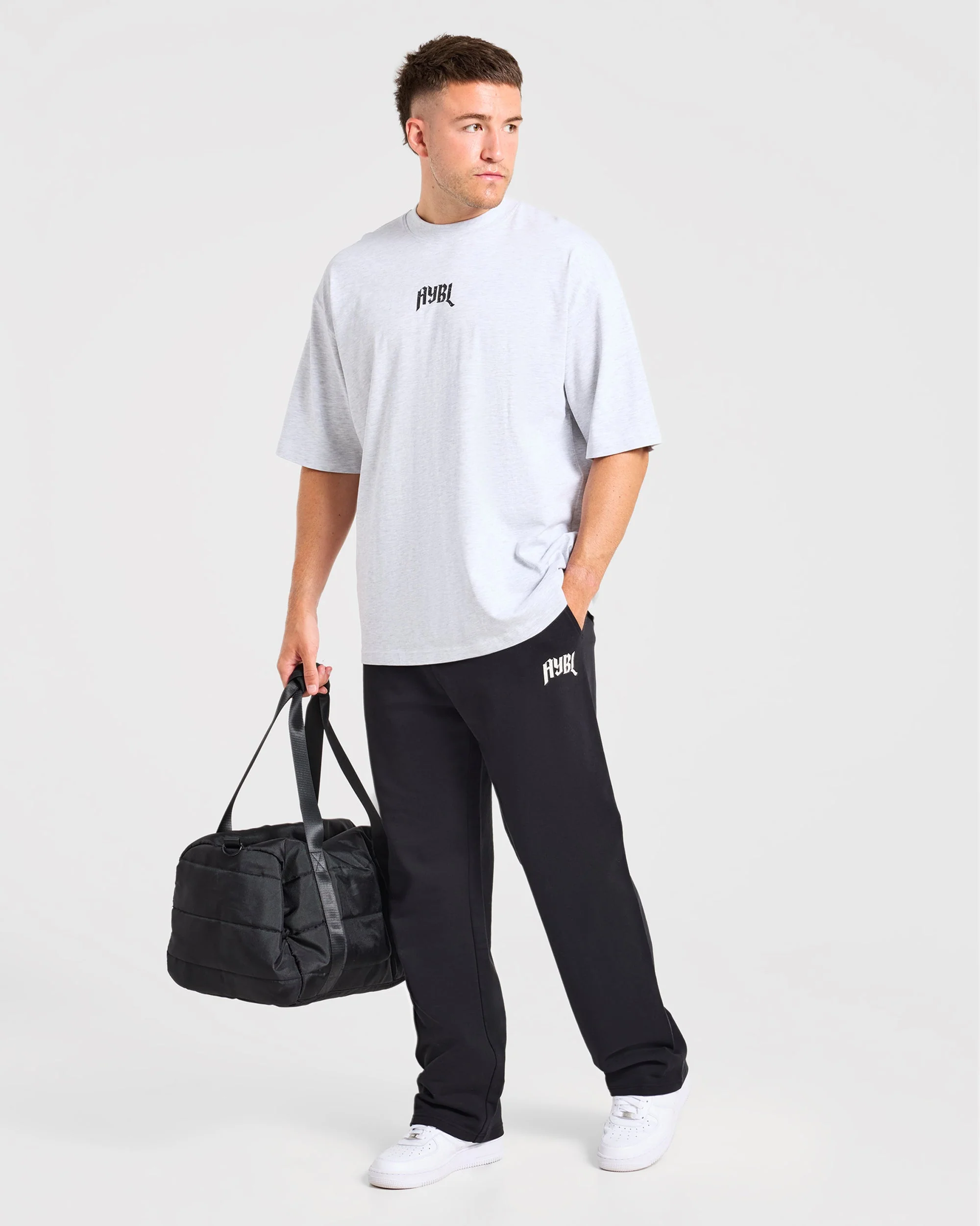 Heavy Lifting Gothic Oversized Straight Leg Joggers - Zwart/Wit - Image 7