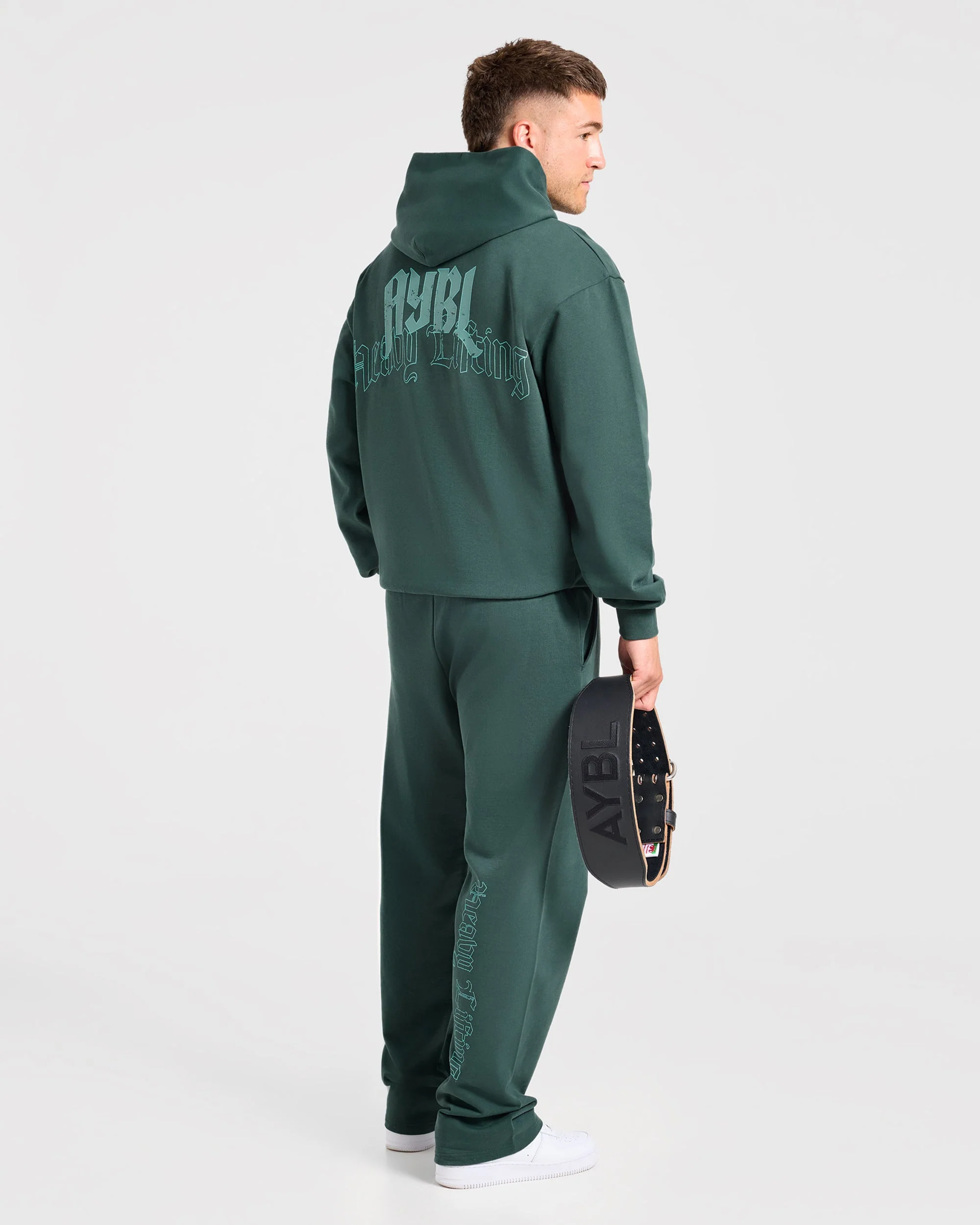 Heavy Lifting Gothic Oversized Straight Leg Joggers - Midnight Teal - Image 8