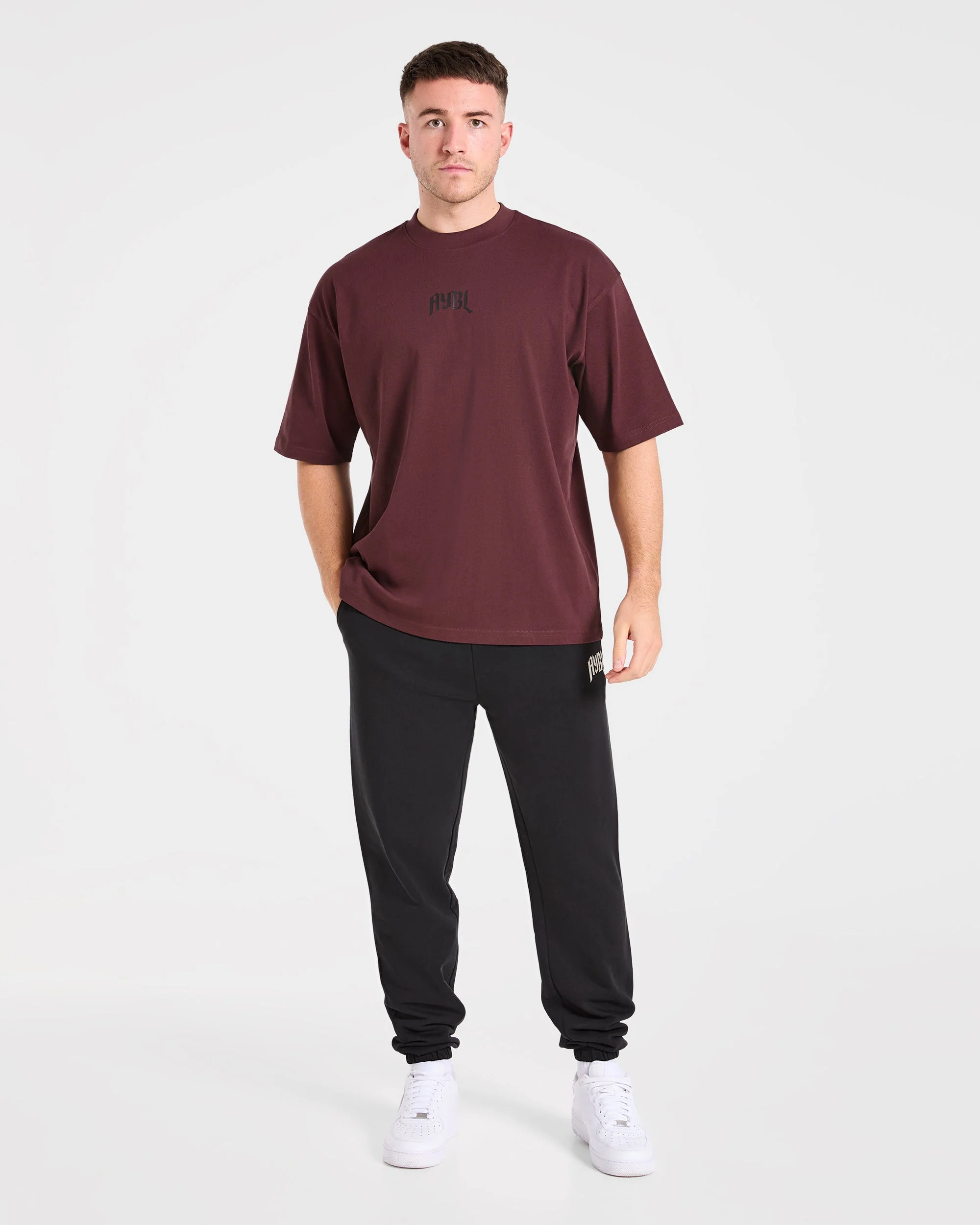 Heavy Lifting Gothic Oversized T Shirt - Dusty Plum/Zwart - Image 3