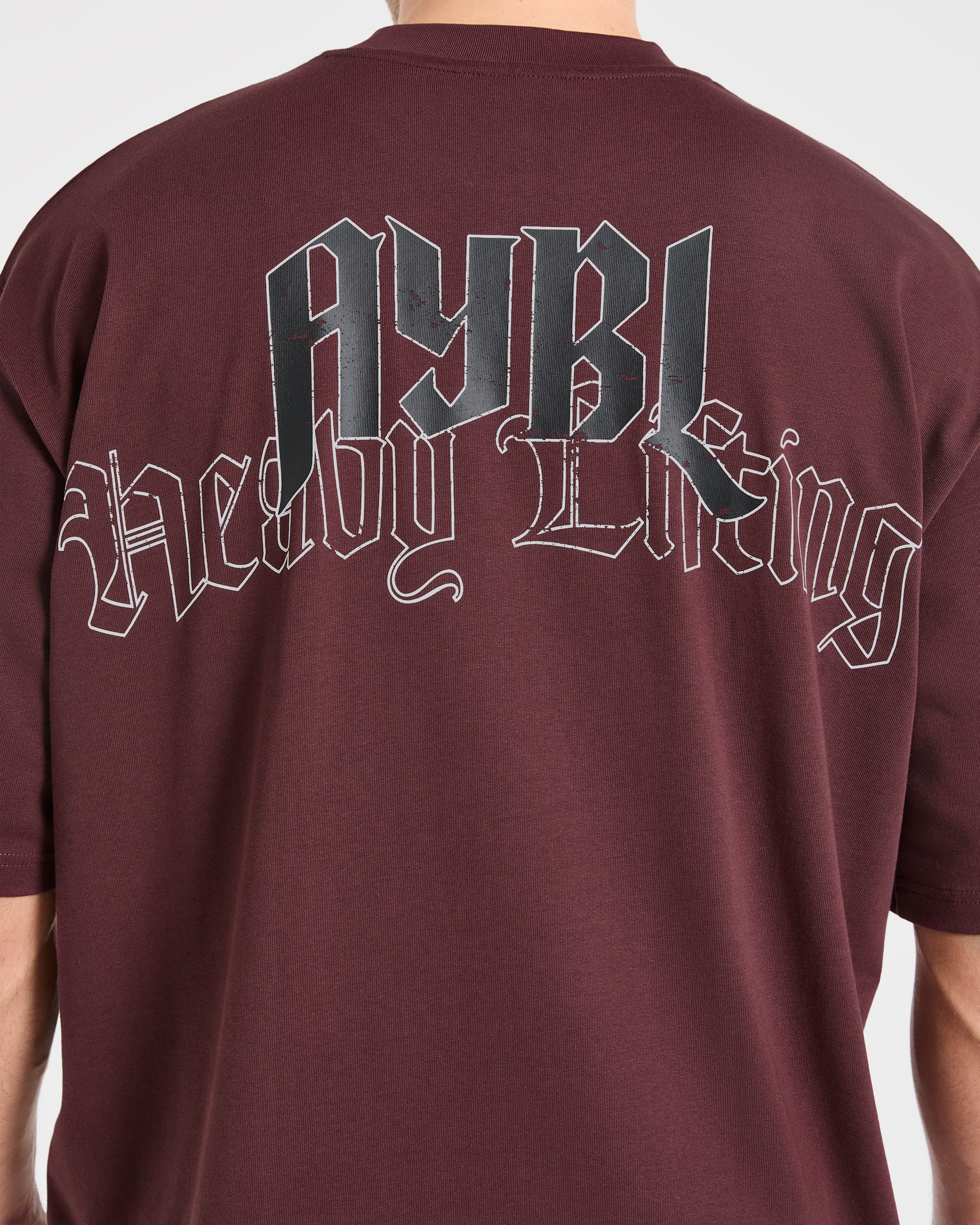 Heavy Lifting Gothic Oversized T Shirt - Dusty Plum/Zwart - Image 5