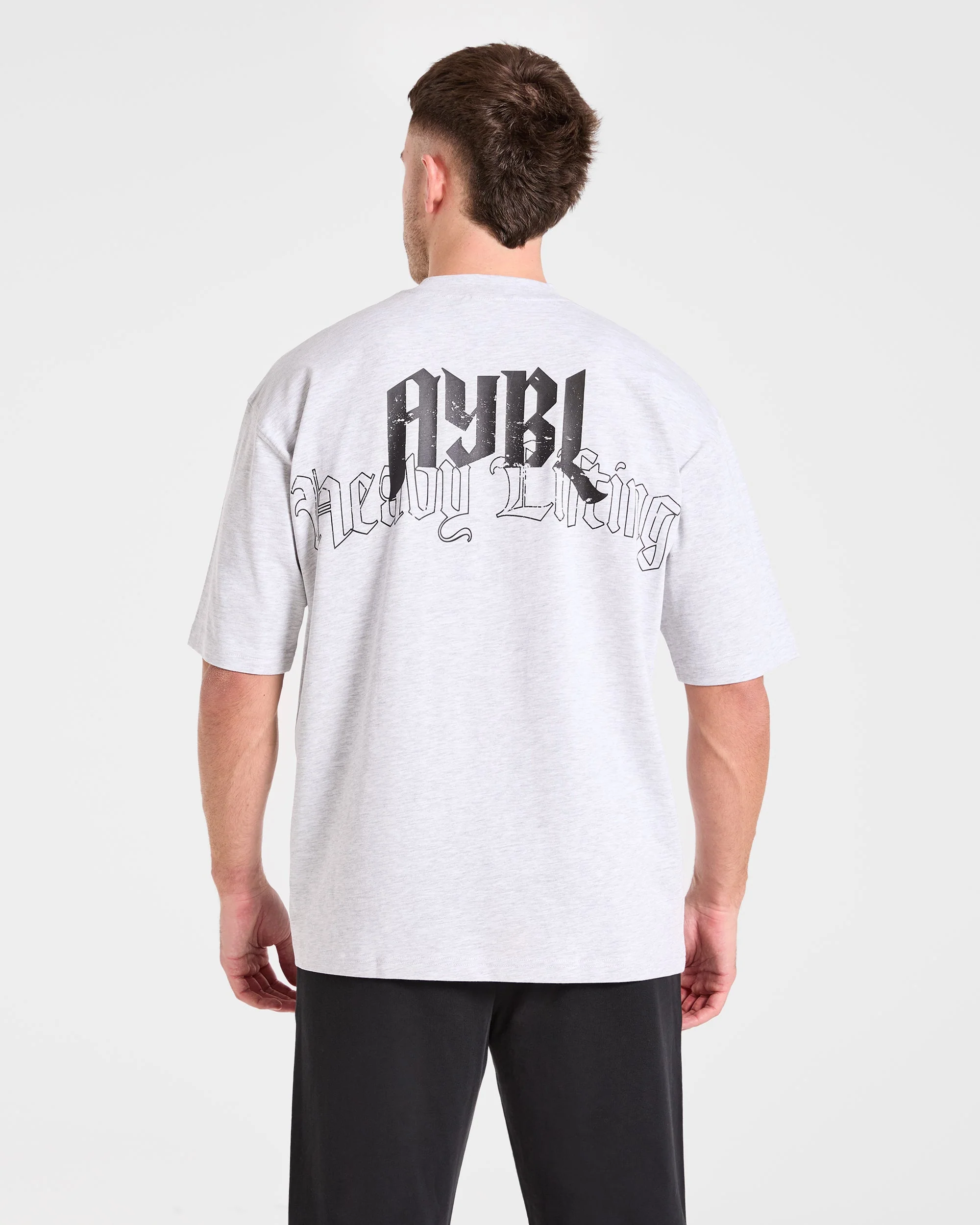 Heavy Lifting Gothic Oversized T Shirt - Grijs Marl