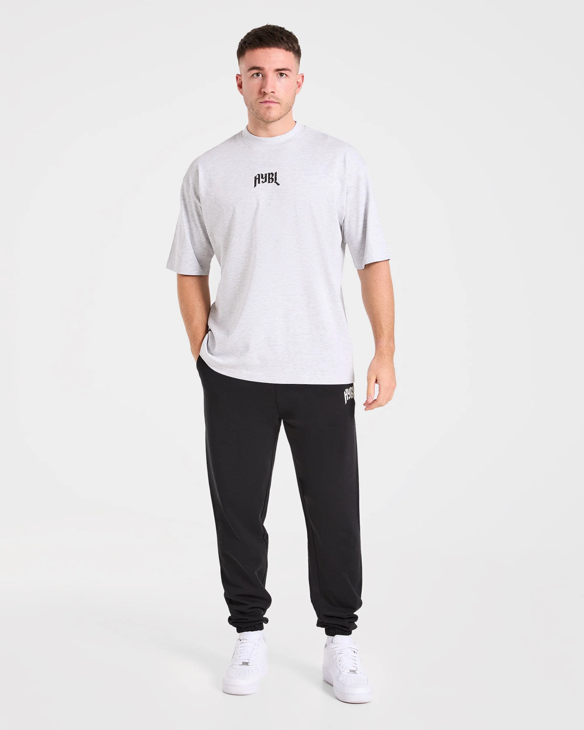 Heavy Lifting Gothic Oversized T Shirt - Grijs Marl - Image 3