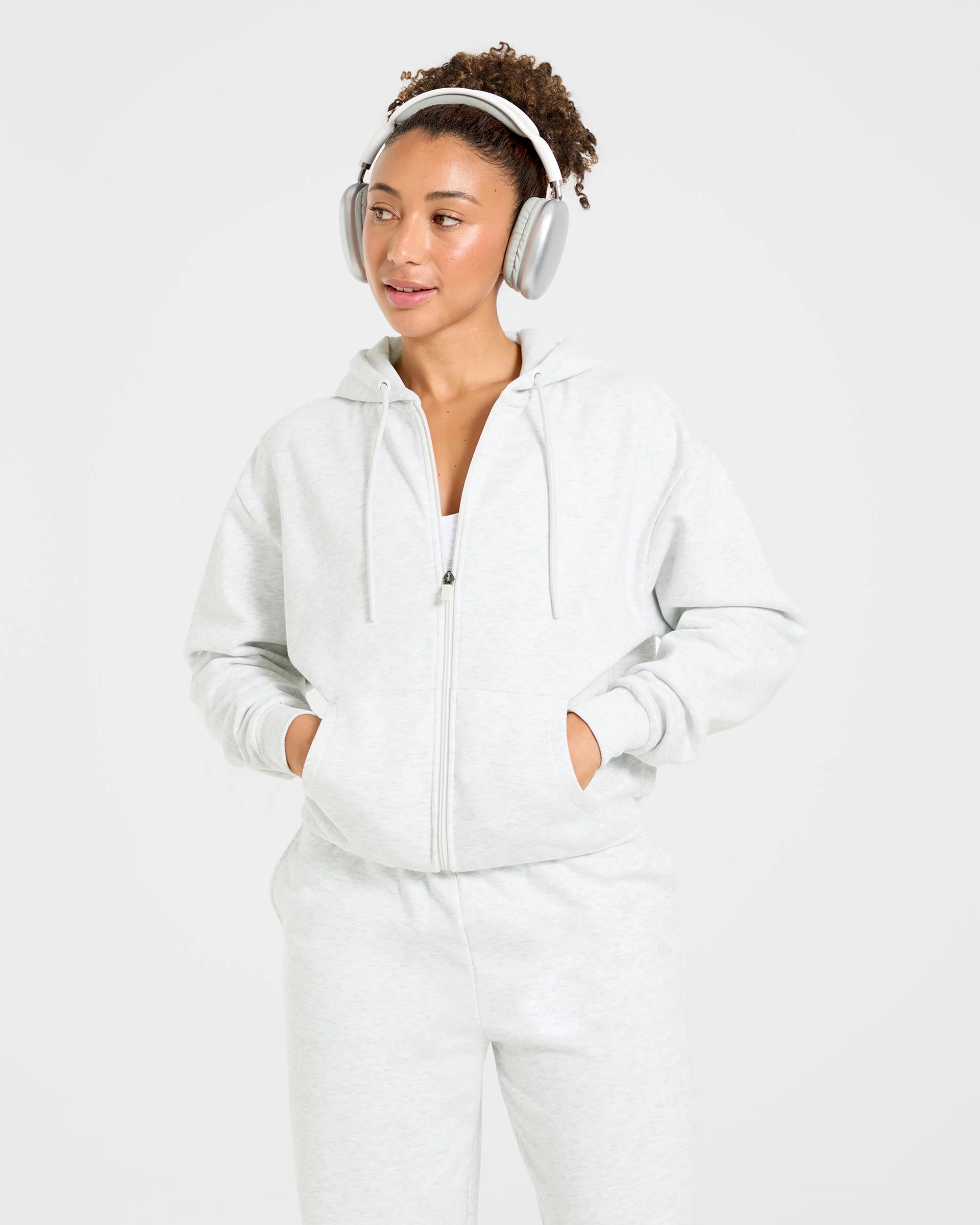 Lifestyle Oversized Zip Up Hoodie - Heather Grijs - Image 7