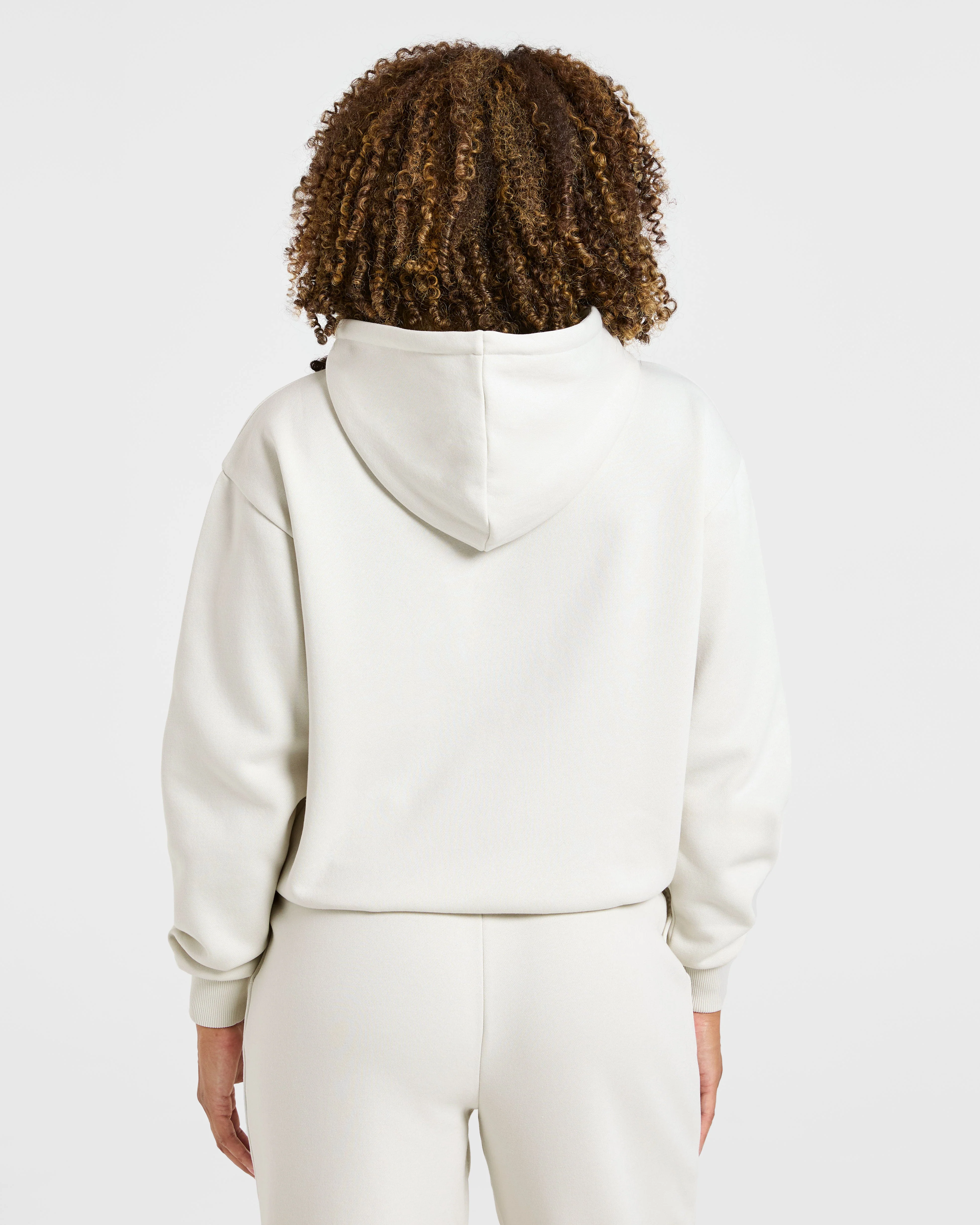 Lifestyle Oversized Zip Up Hoodie - Off Wit - Image 2