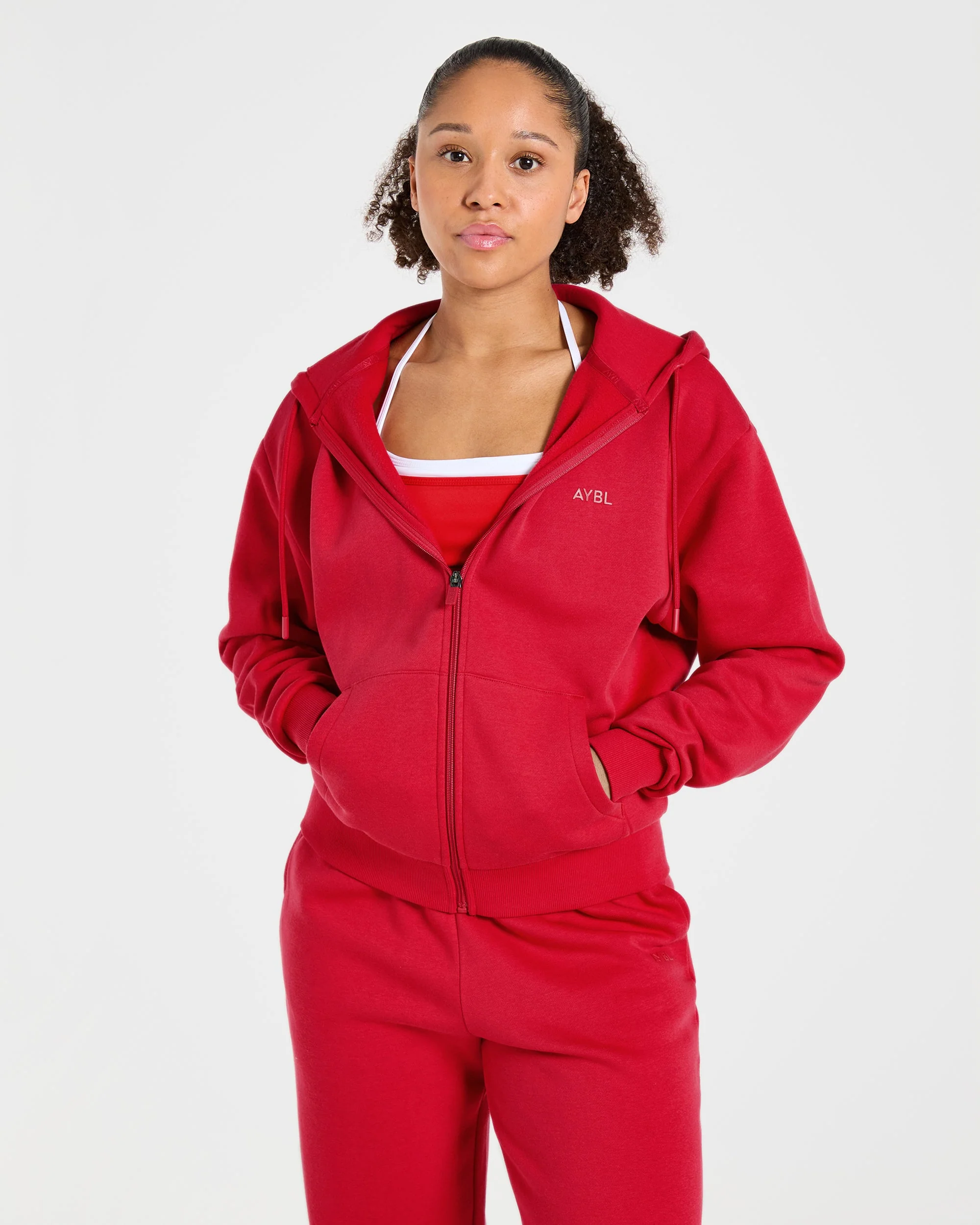Lifestyle Oversized Zip Up Hoodie - Rood - Image 8