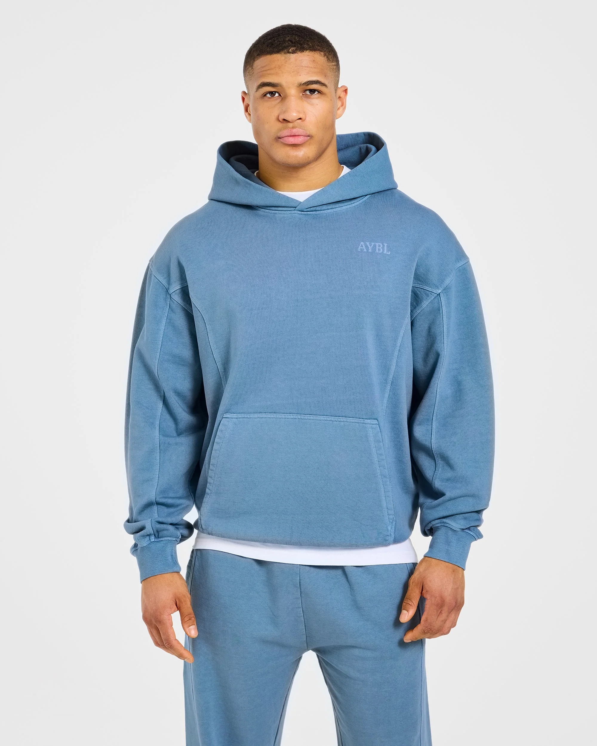 Lift Club Distressed Hoodie - Washed Indigo - Image 2