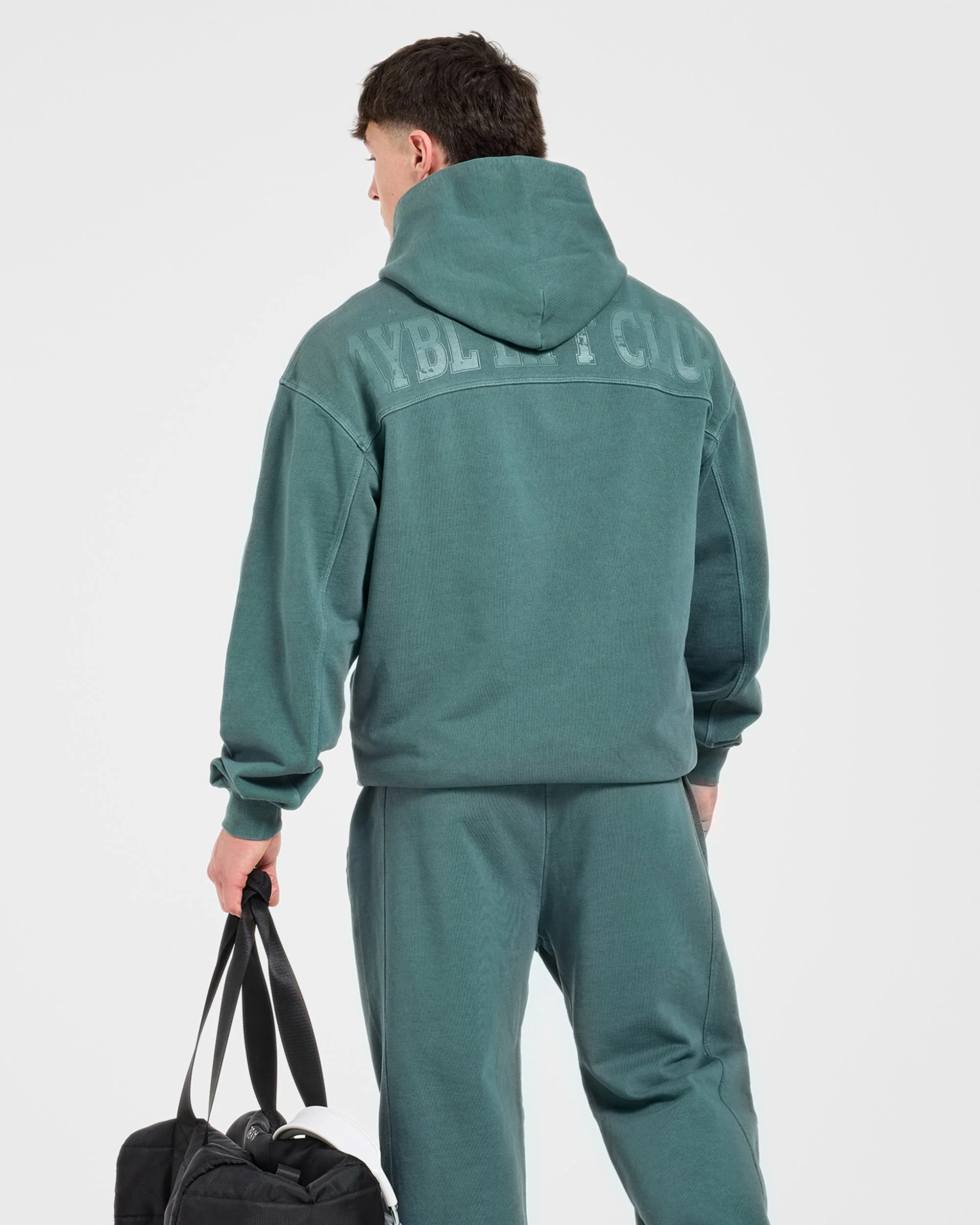 Lift Club Distressed Hoodie - Washed Teal - Image 7