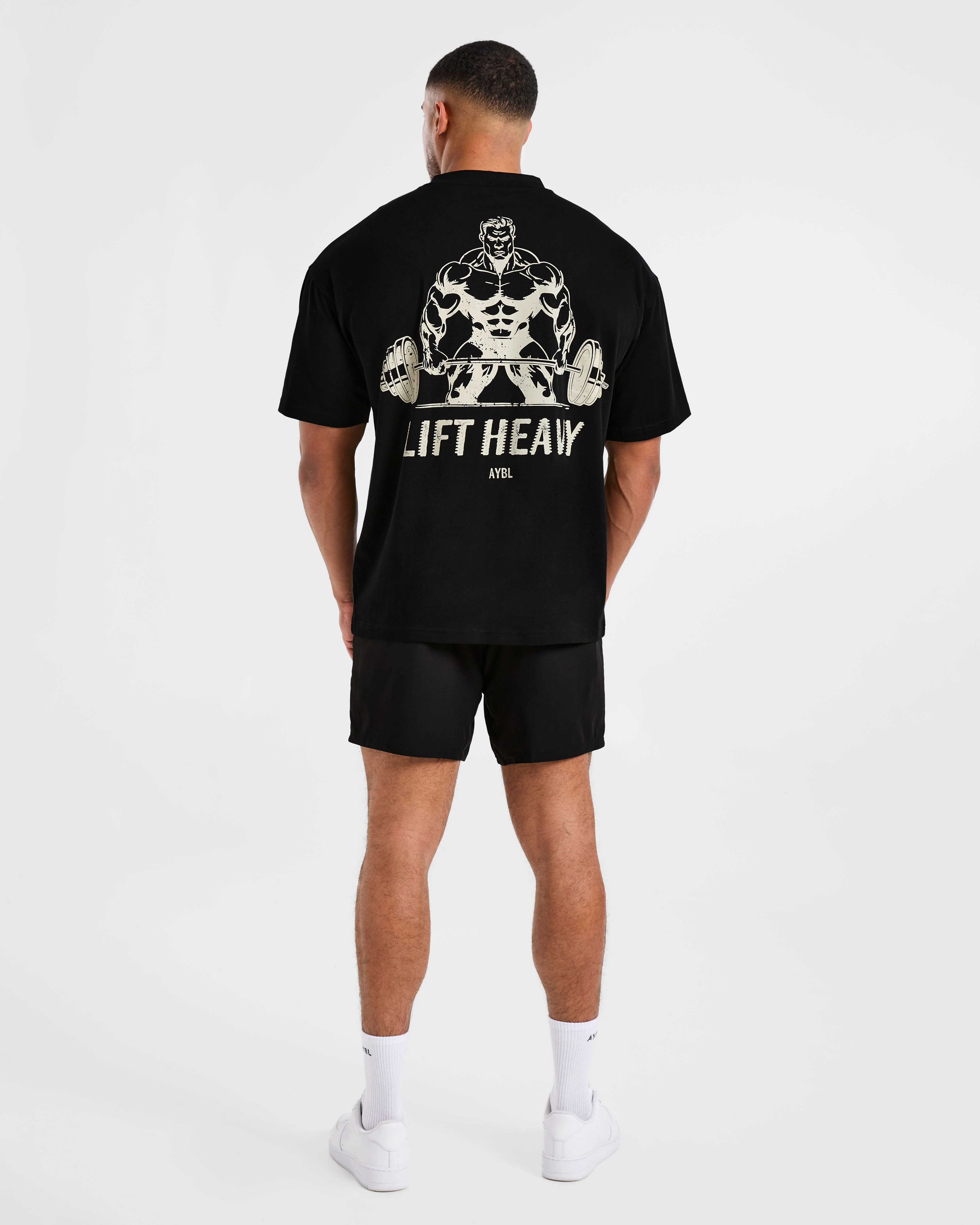 Lift Heavy Oversized T Shirt - Zwart/Off Wit - Image 4