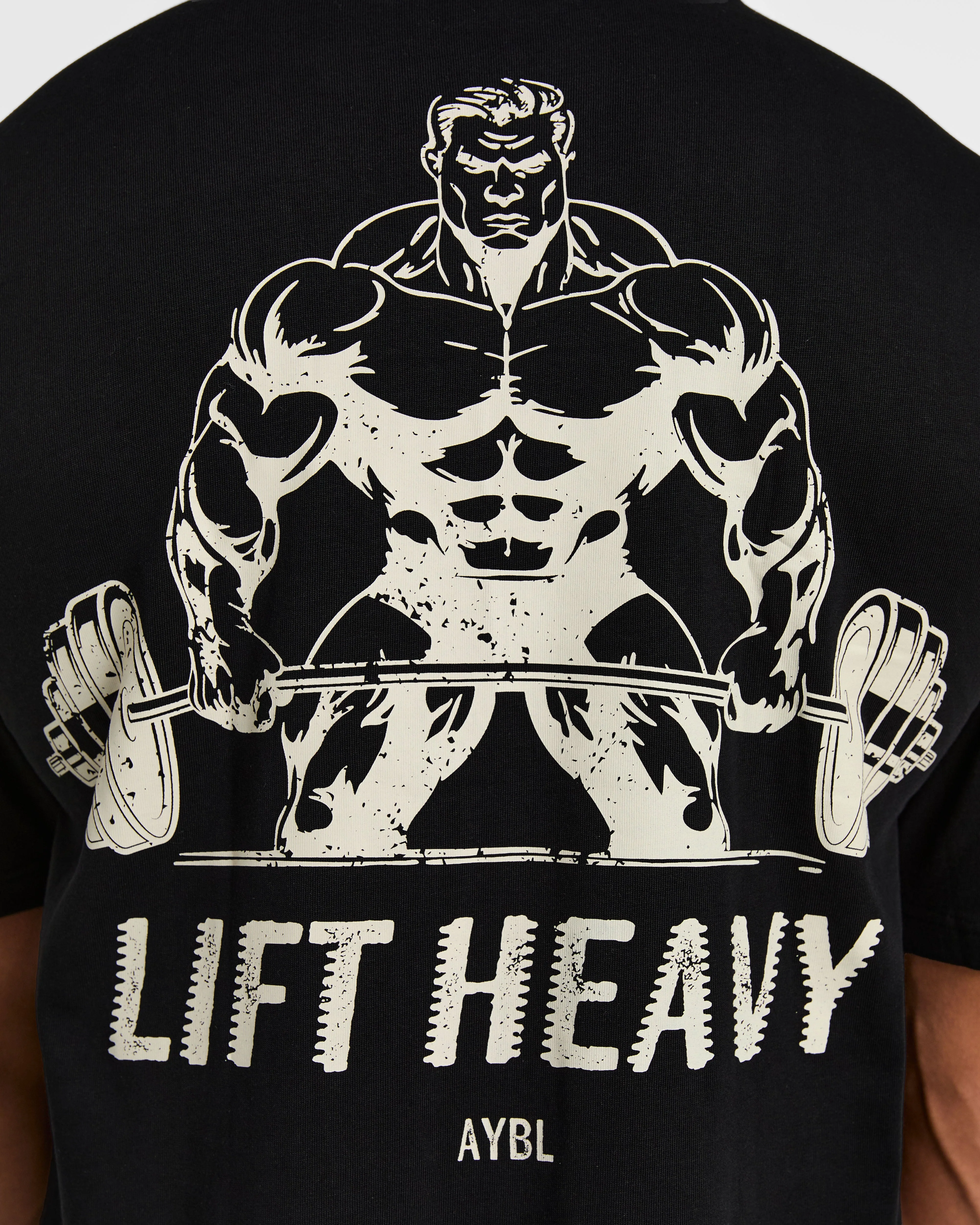Lift Heavy Oversized T Shirt - Zwart/Off Wit - Image 6