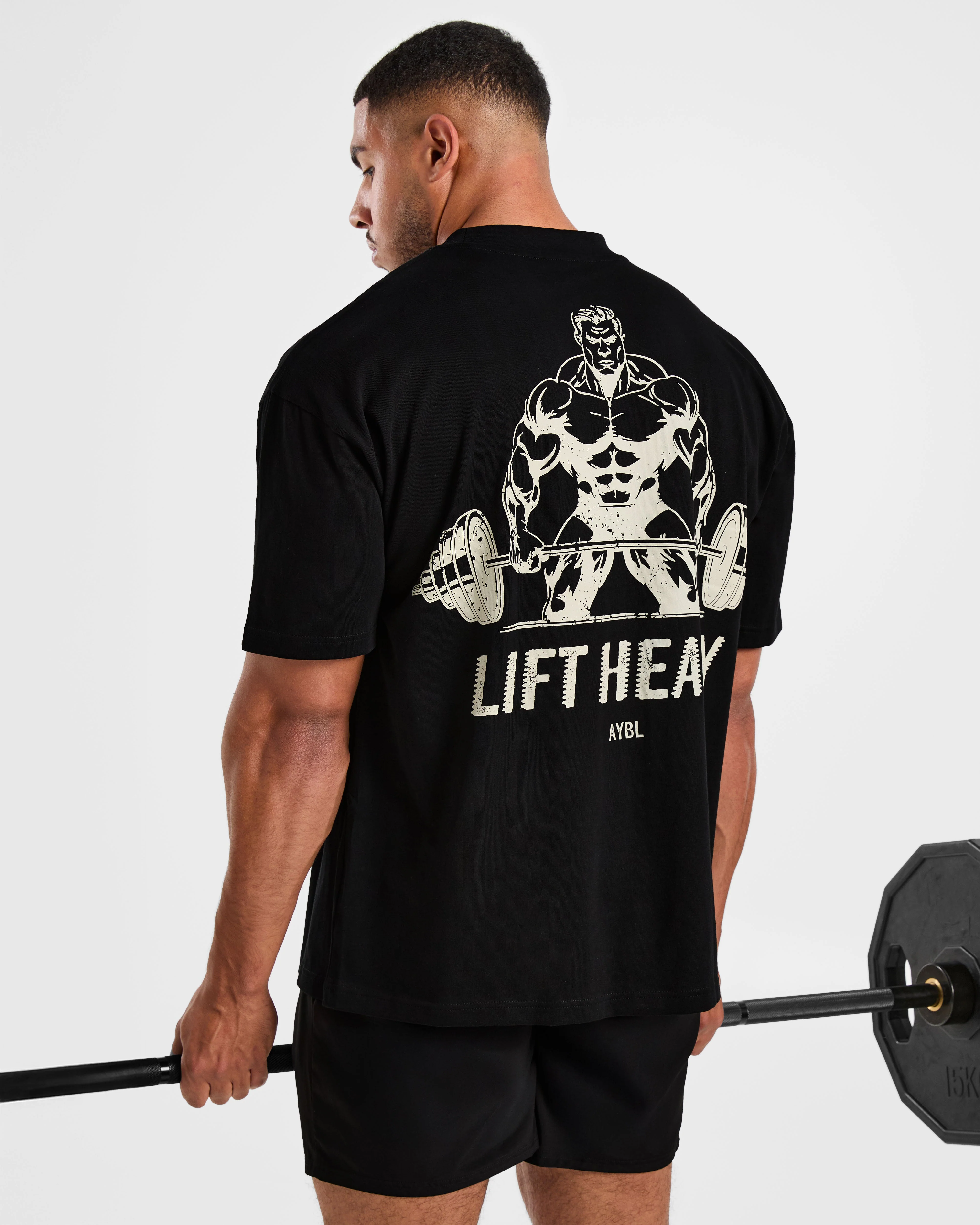 Lift Heavy Oversized T Shirt - Zwart/Off Wit - Image 8