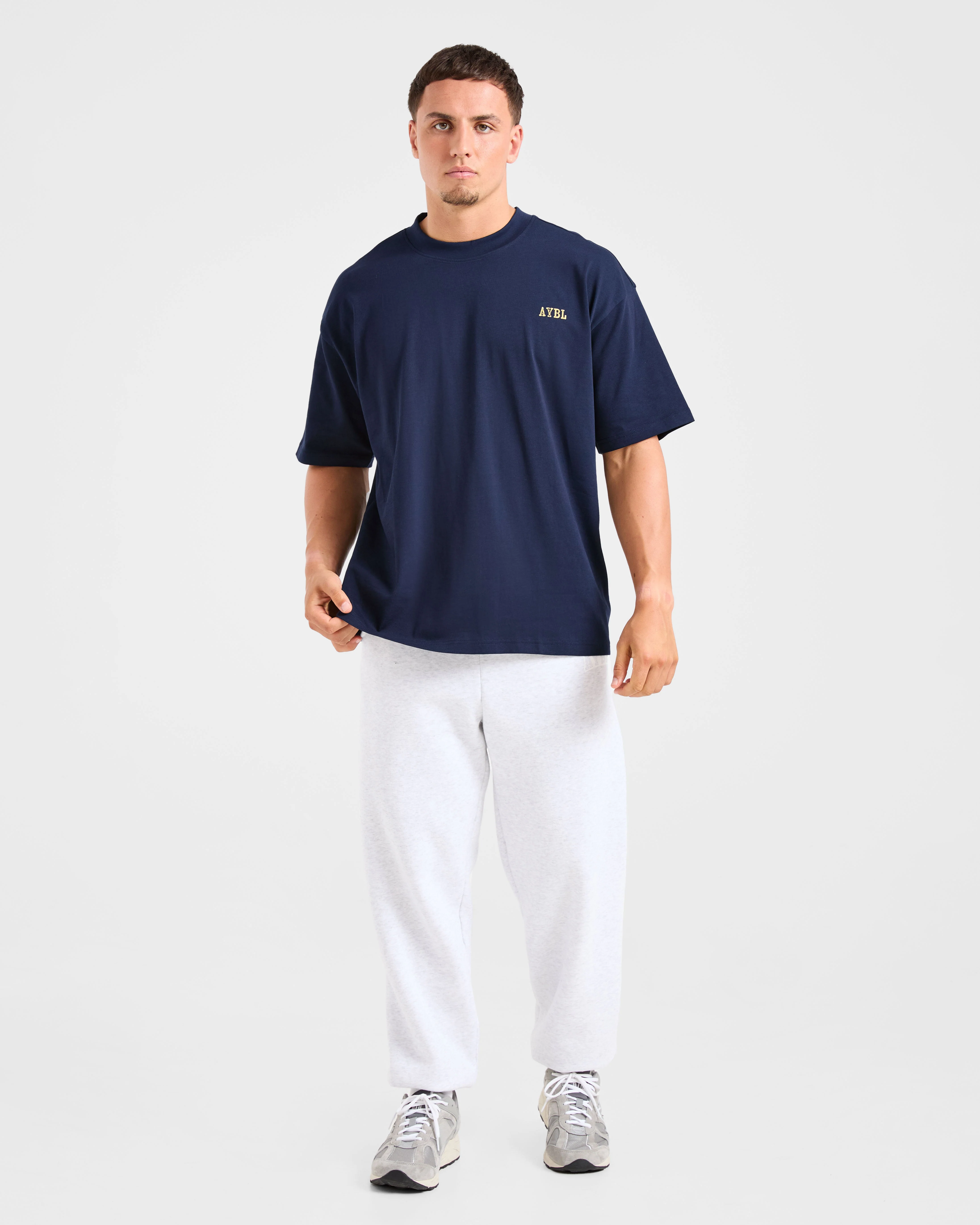 Lifting Essentials Oversized T Shirt - Navy/Geel - Image 3