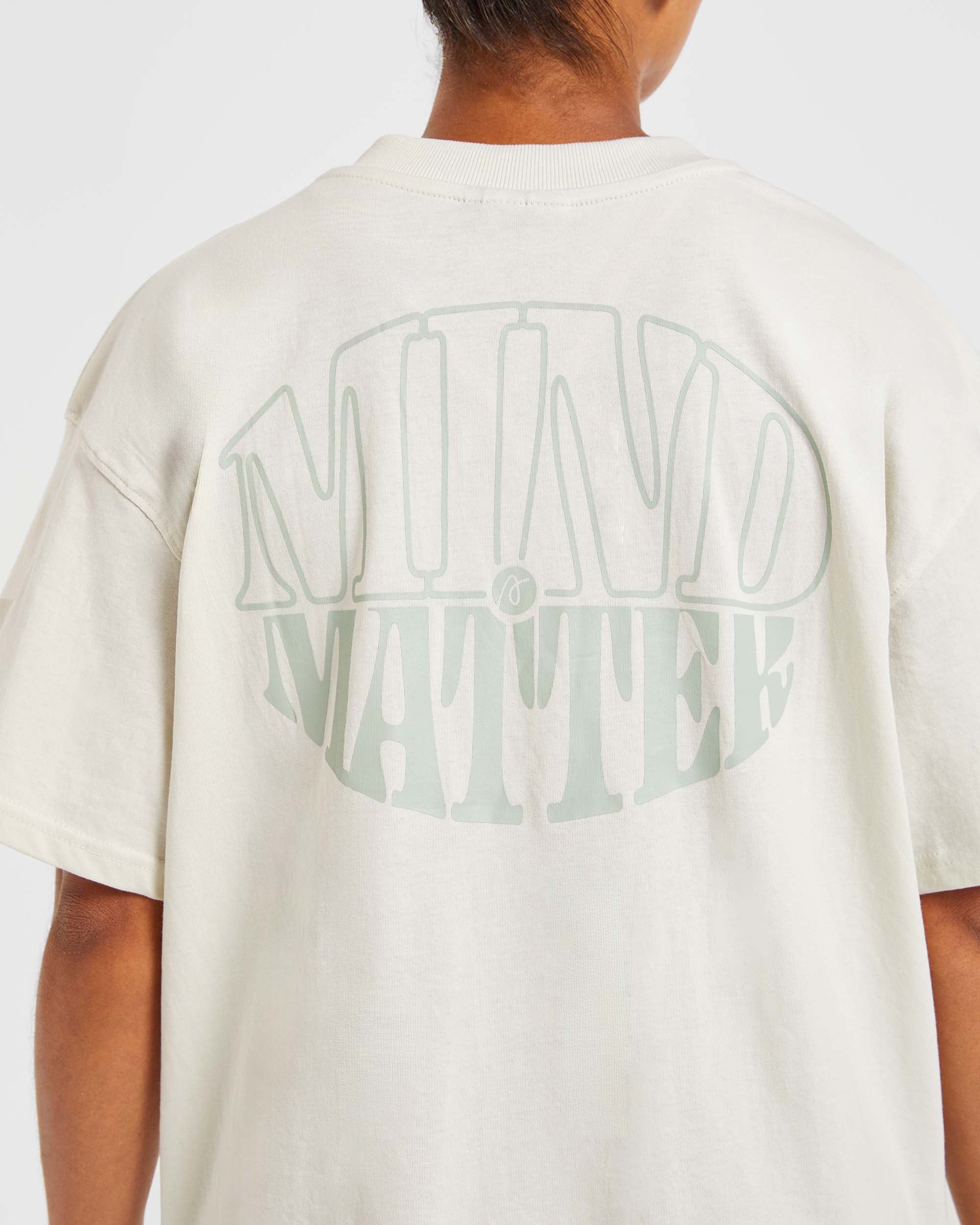 Mind Over Matter Oversized T Shirt - Beige/Groen - Image 6