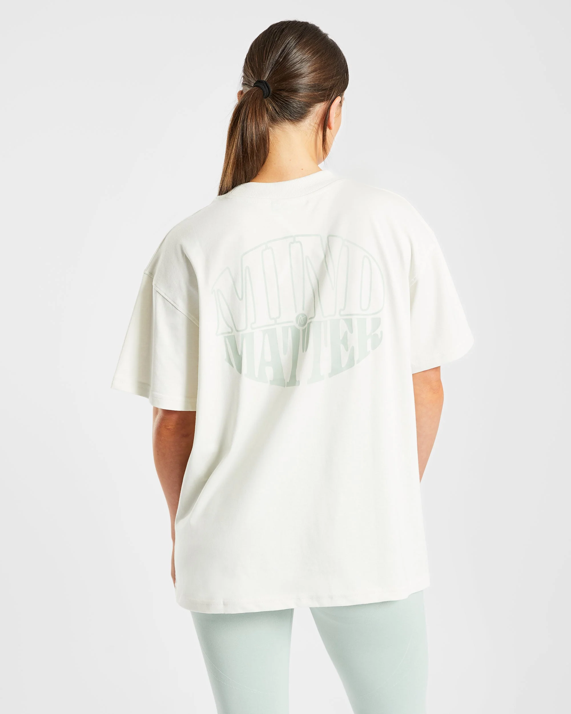Mind Over Matter Oversized T Shirt - Beige/Groen - Image 9