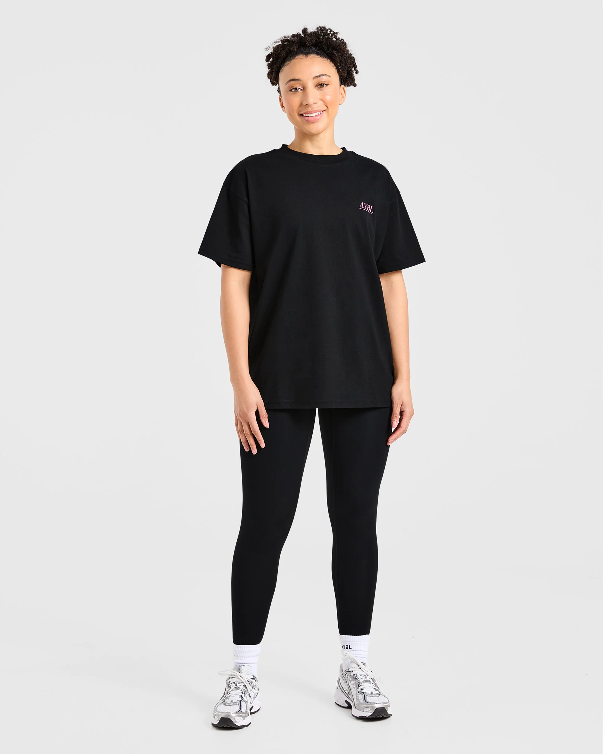 Power Lifting Illustration T Shirt - Zwart/Roze - Image 4