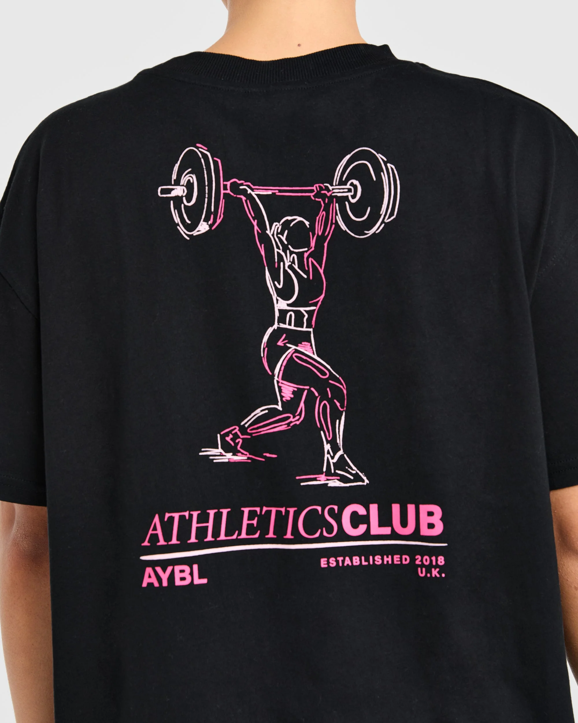 Power Lifting Illustration T Shirt - Zwart/Roze - Image 6