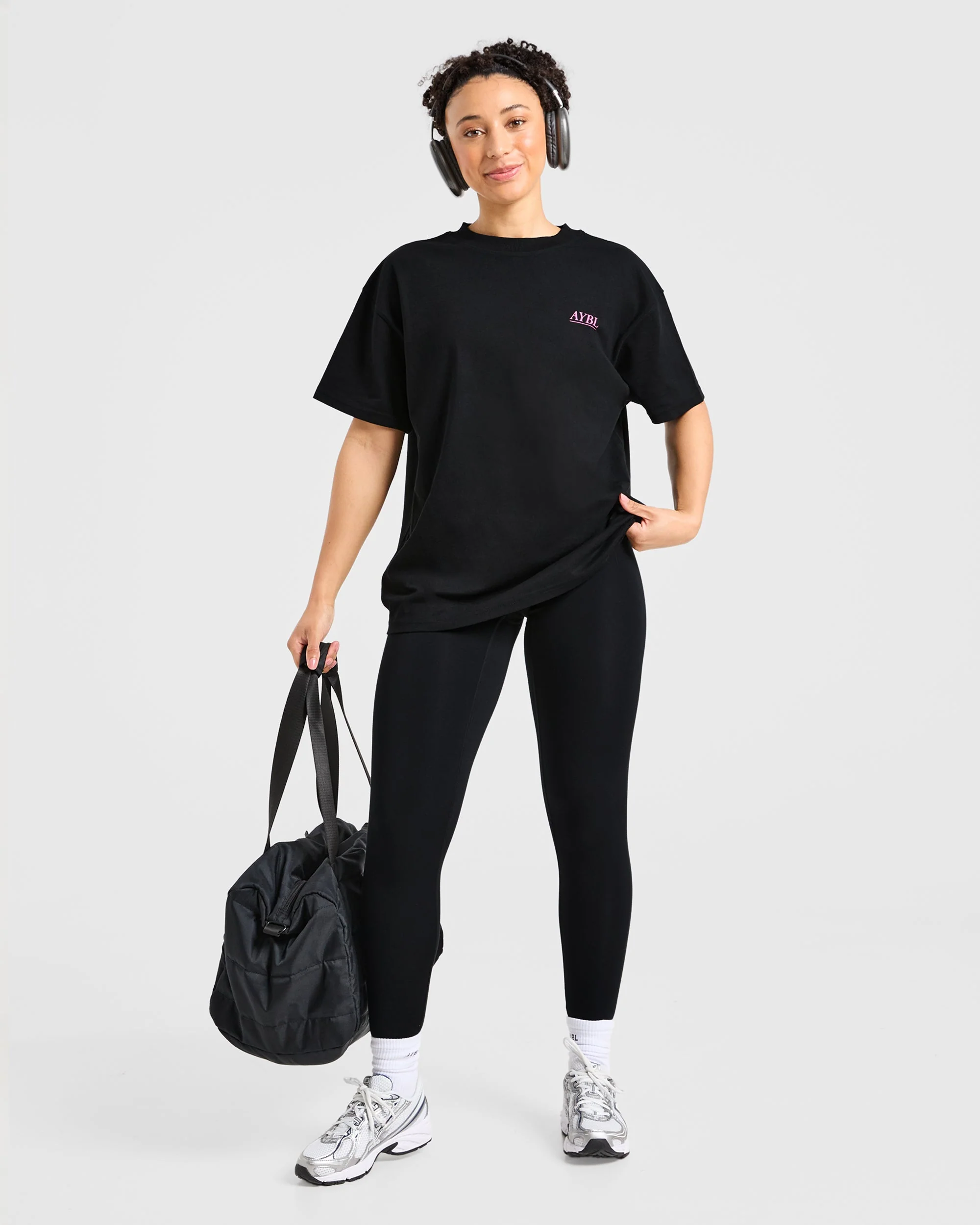 Power Lifting Illustration T Shirt - Zwart/Roze - Image 8