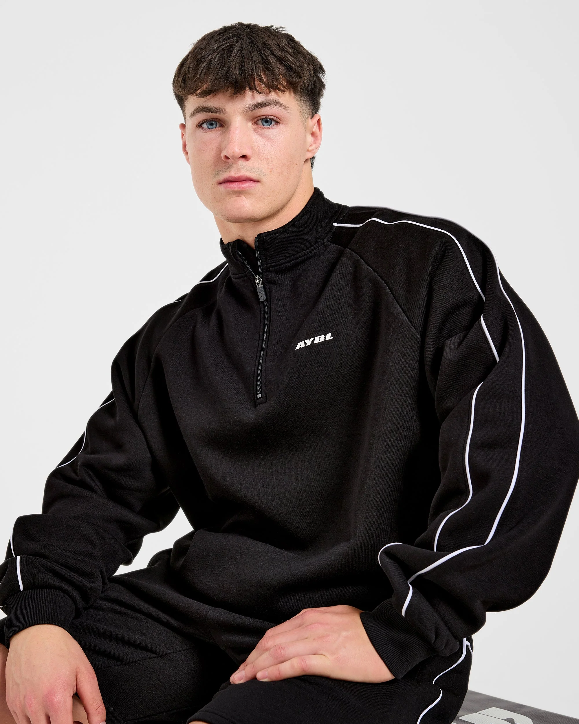 Restore Oversized 1/4 Zip Pullover - Black - Image 7