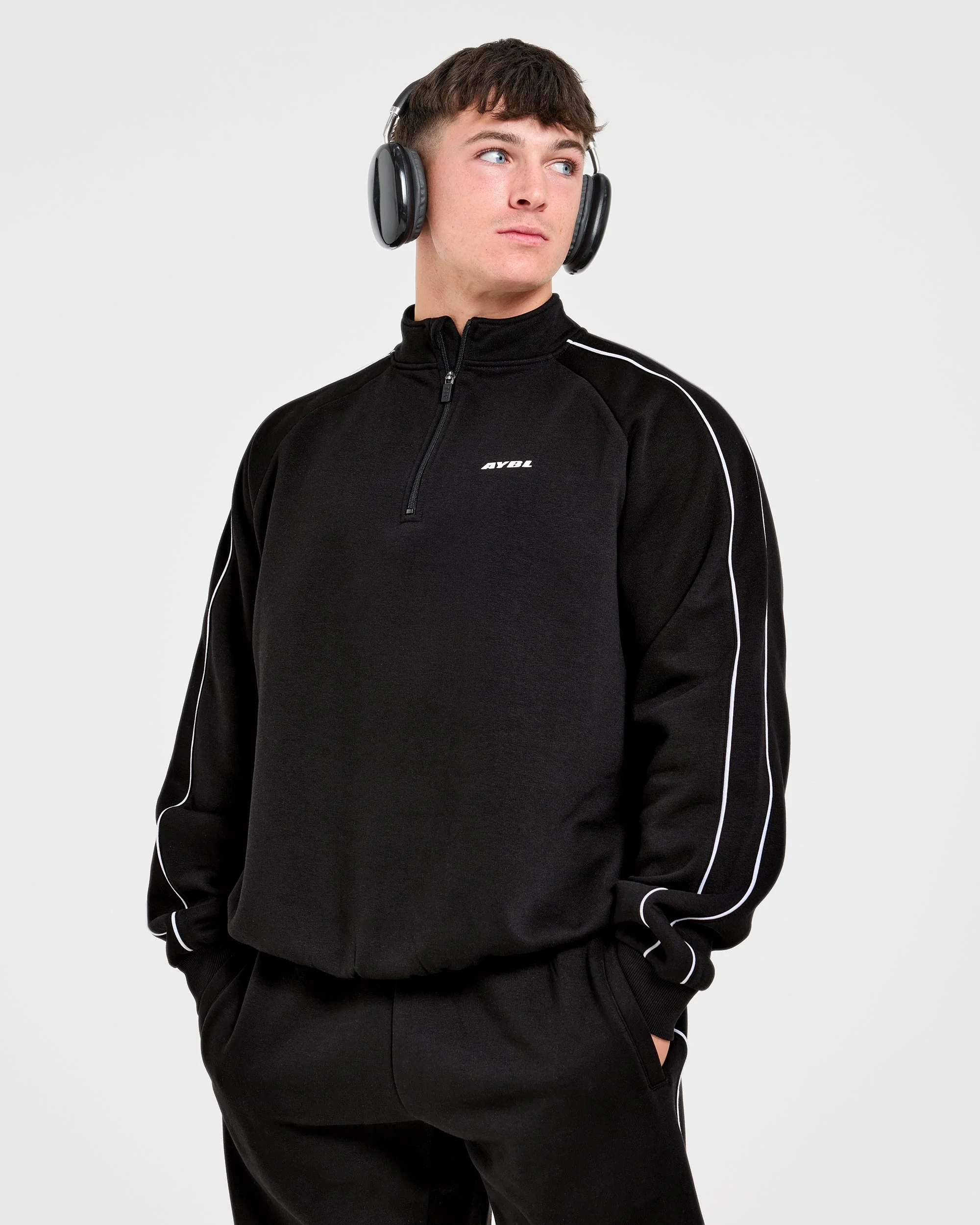 Restore Oversized 1/4 Zip Pullover - Black - Image 8
