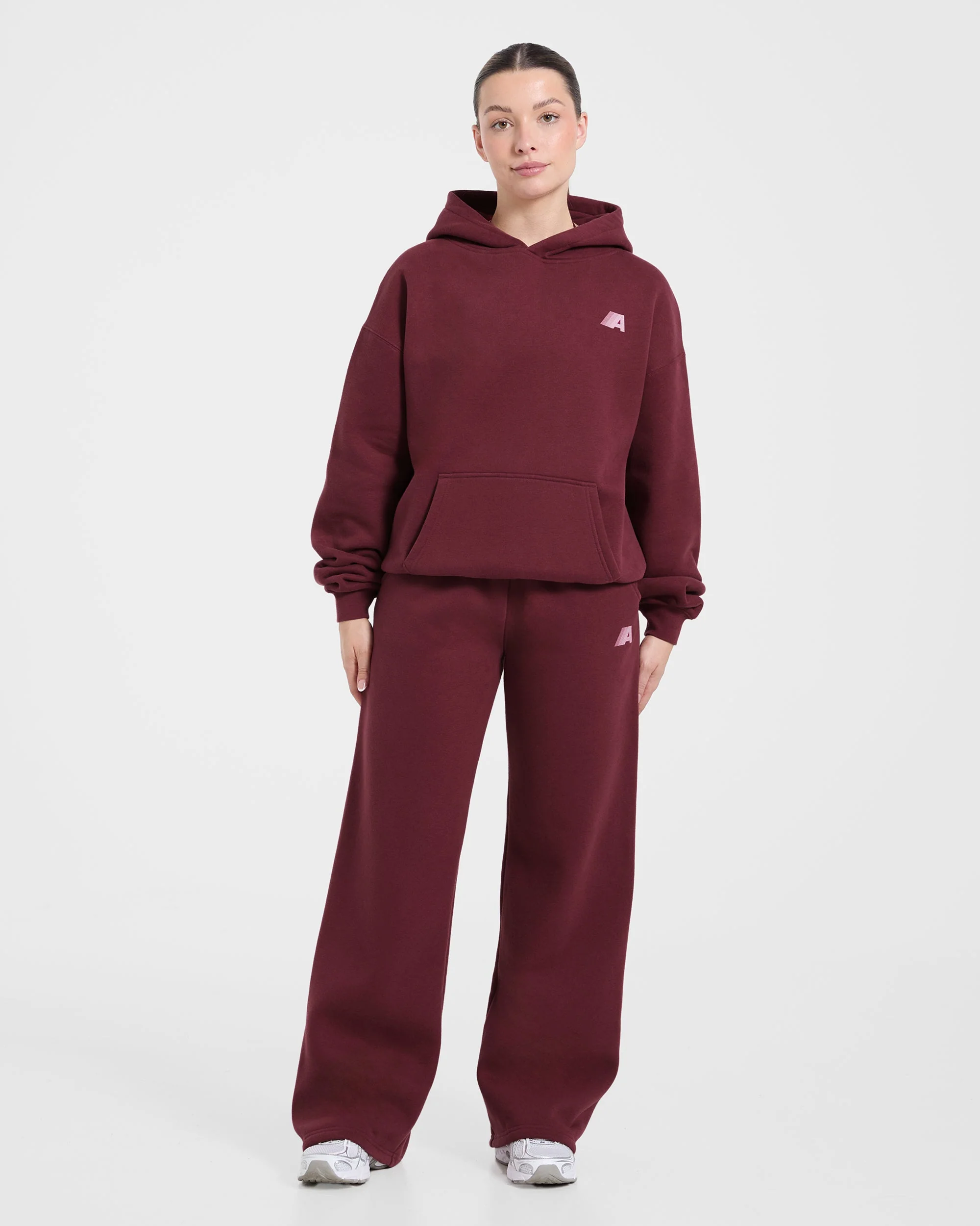 Retro Athletics Oversized Hoodie - Deep Raspberry/Roze - Image 3