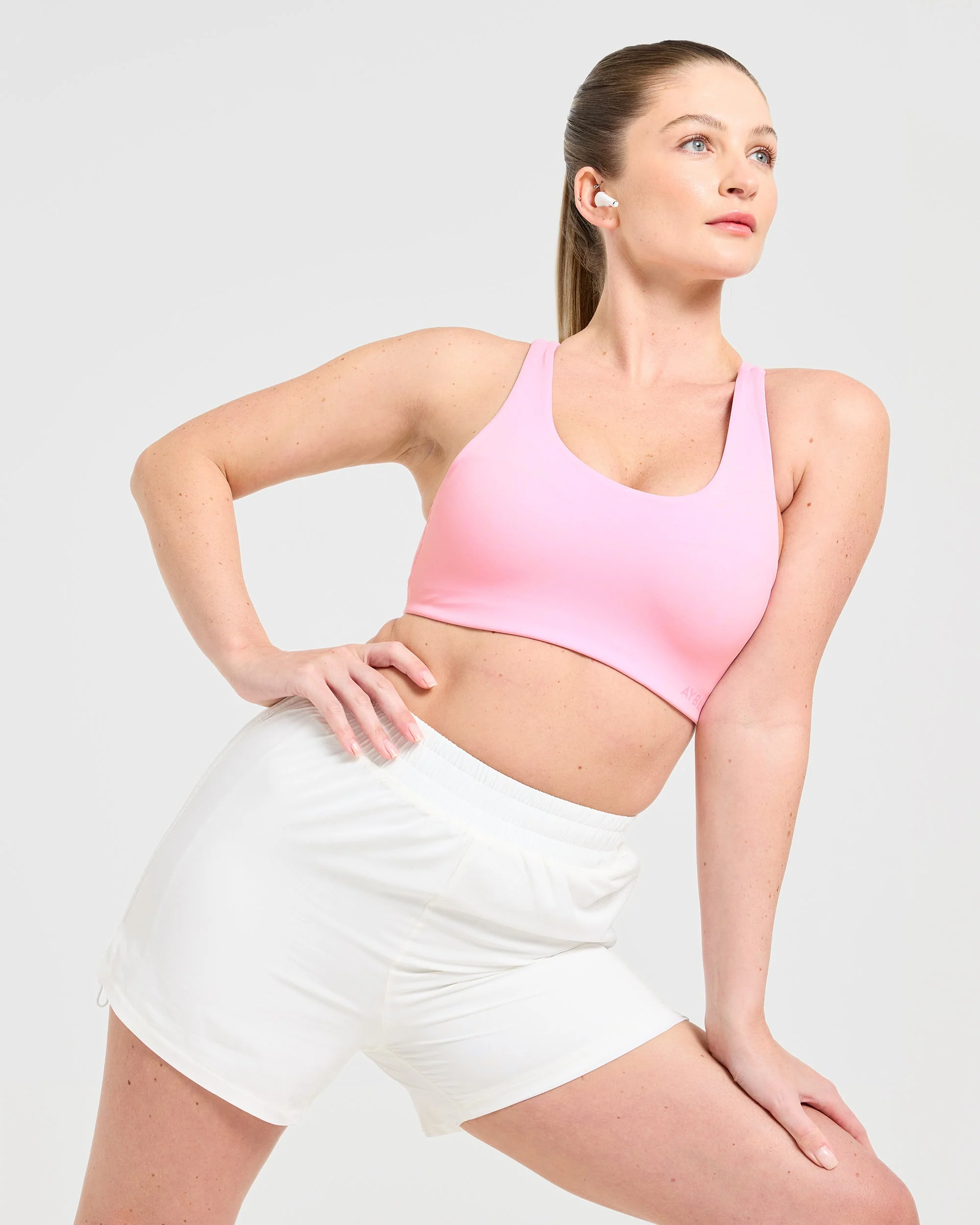 Run Cross Back Sports Bra - Spring Roze - Image 8