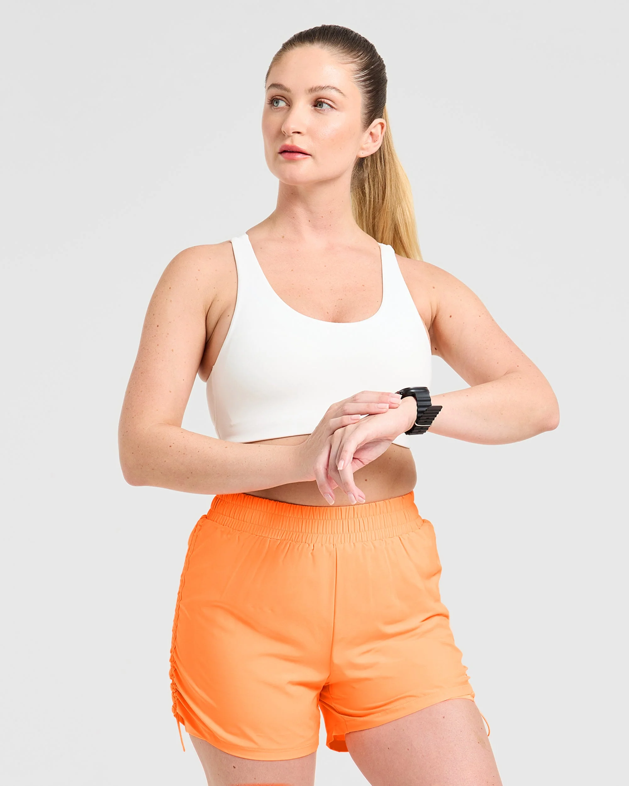 Run Ruched Shorts - Vibrant Apricot - Image 8