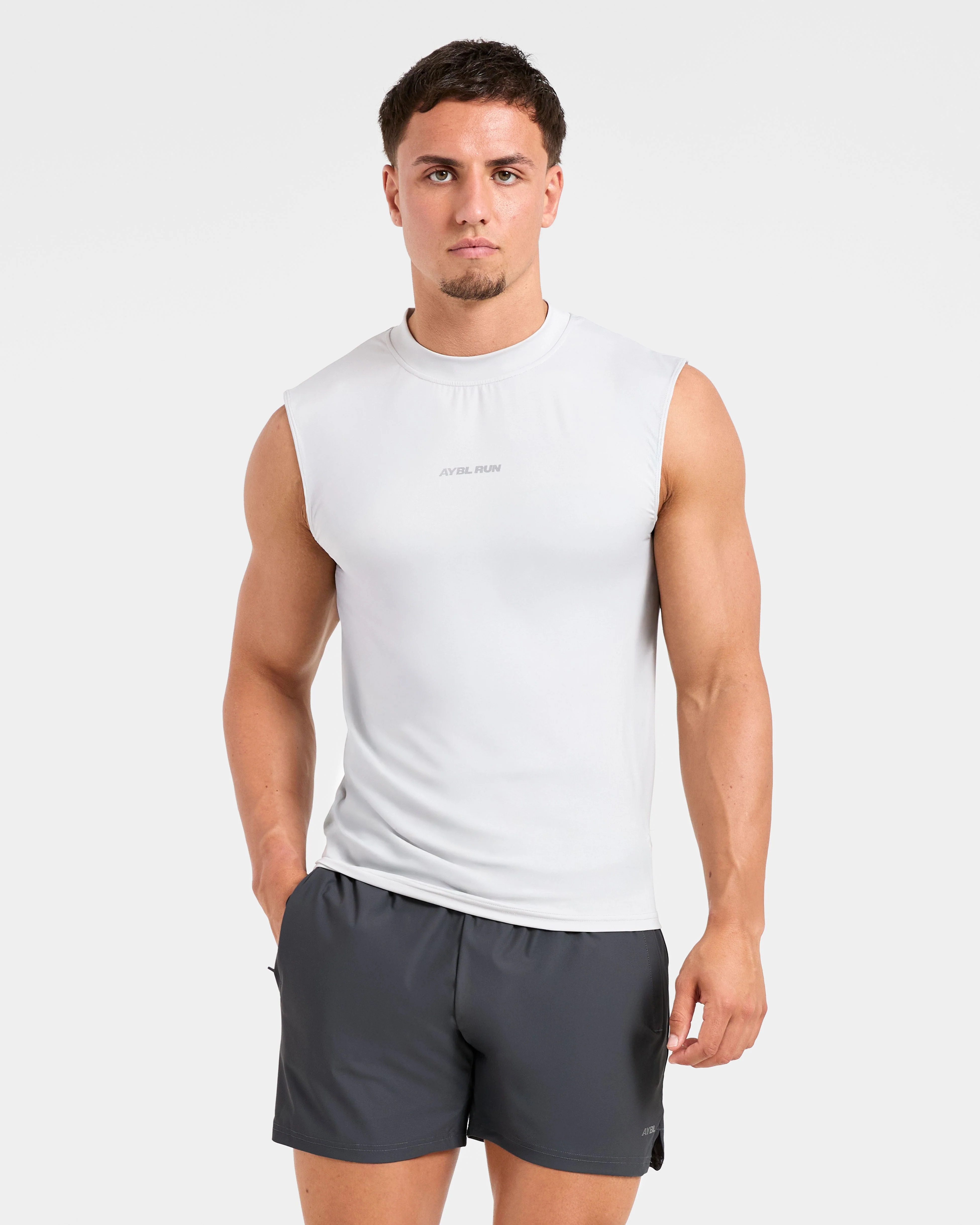 Run Slim Tank - Ice Grijs
