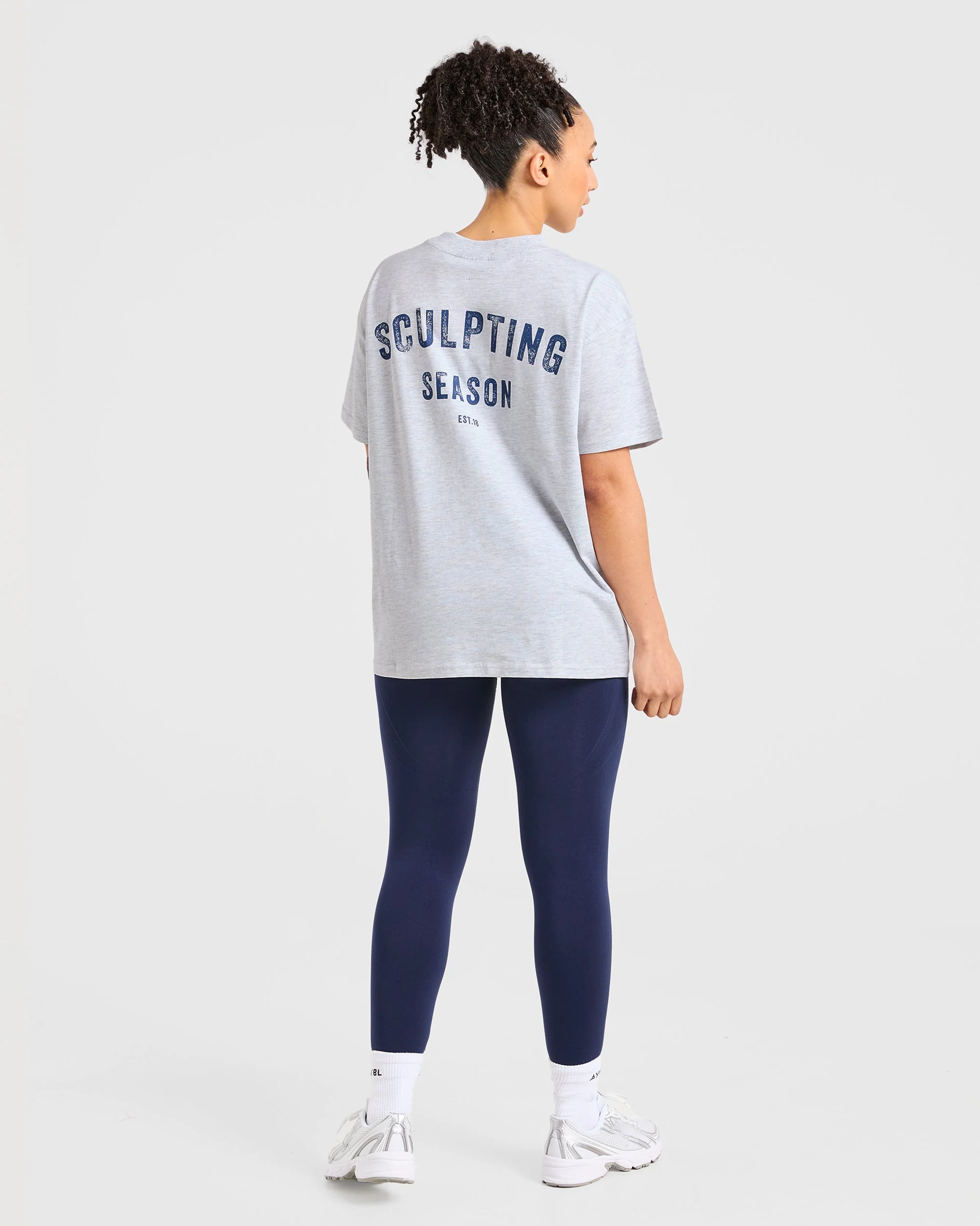 Sculpting Season Oversized T Shirt - Heather Grijs/Marine - Image 3