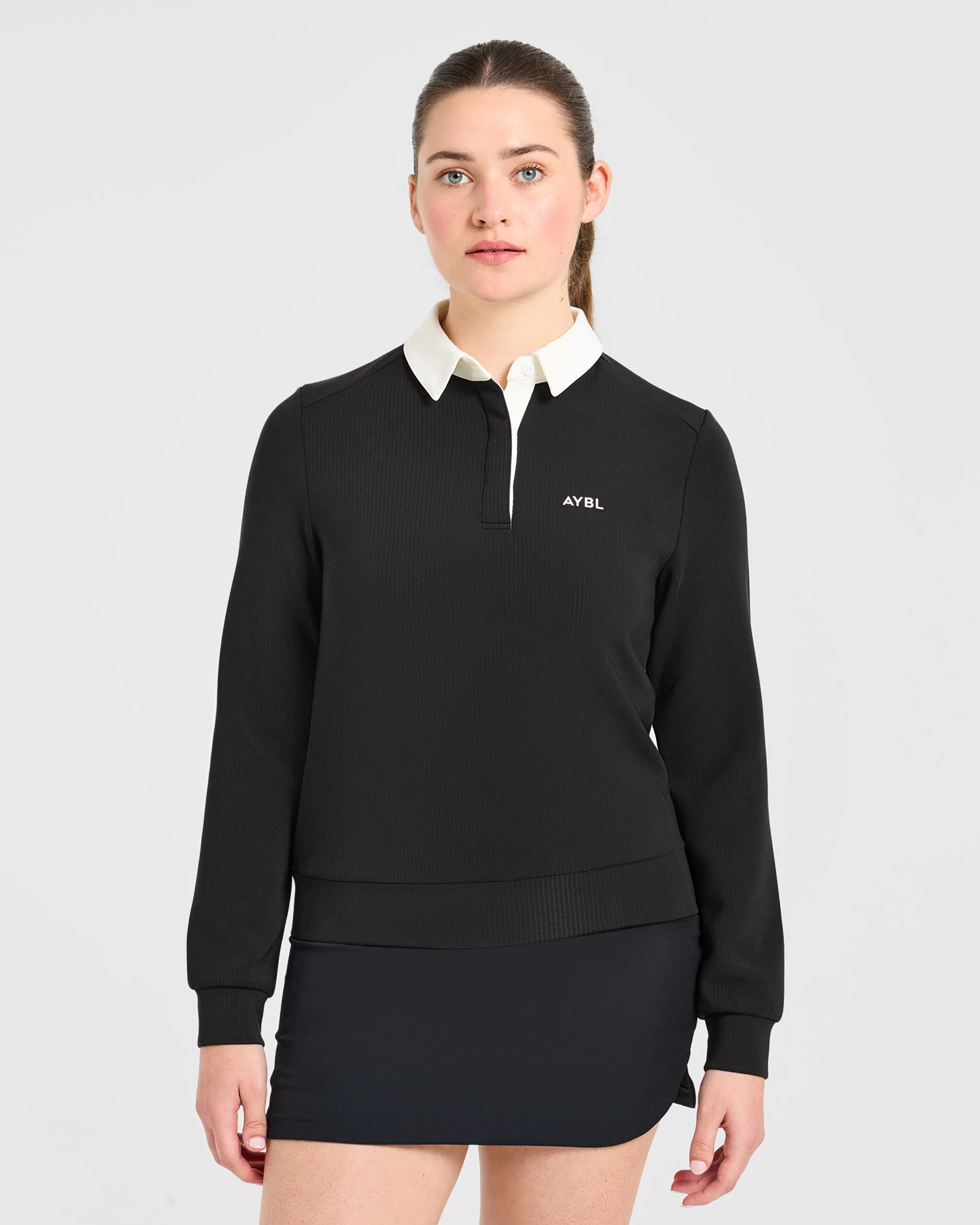 Signature Long Sleeve Polo - Zwart
