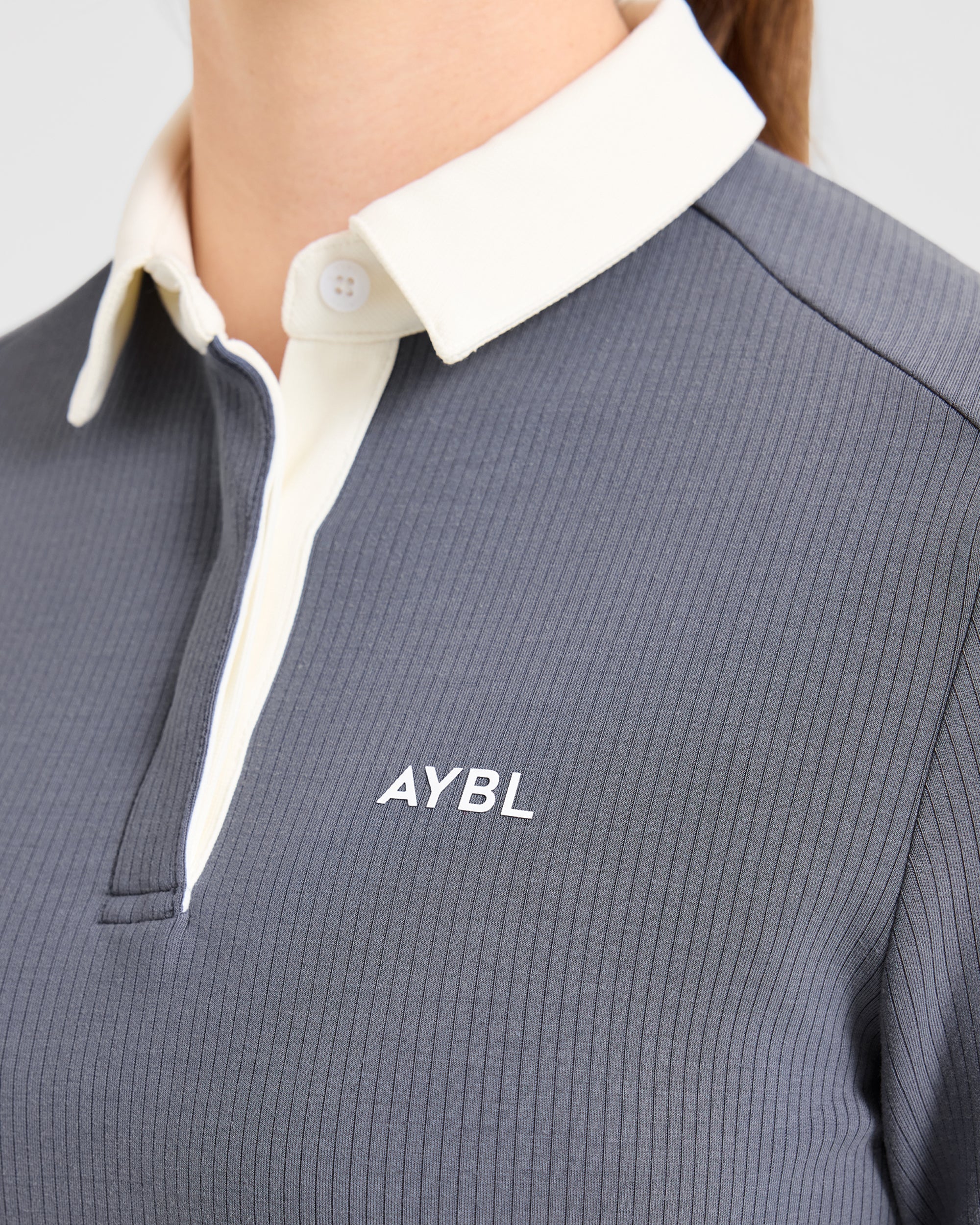Signature Long Sleeve Polo - Steel Blauw - Image 5