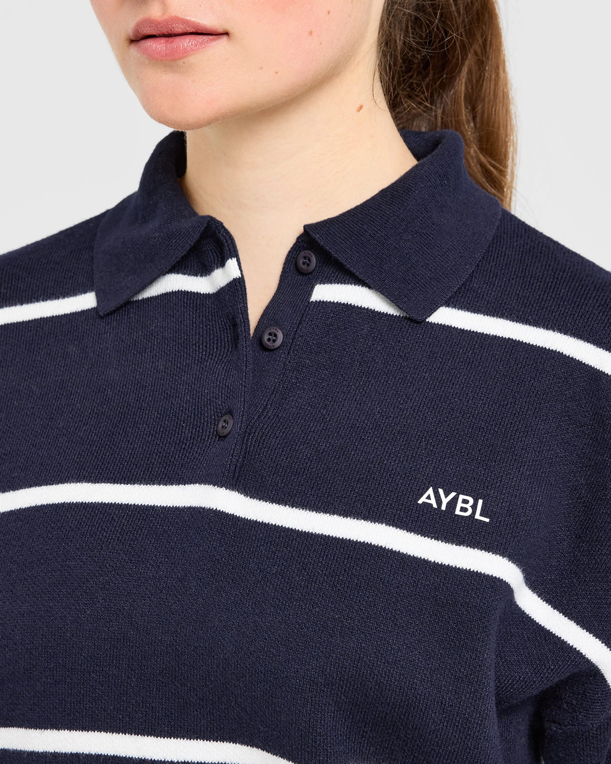 Signature Relaxed Knitted Polo - Navy/Wit - Image 5