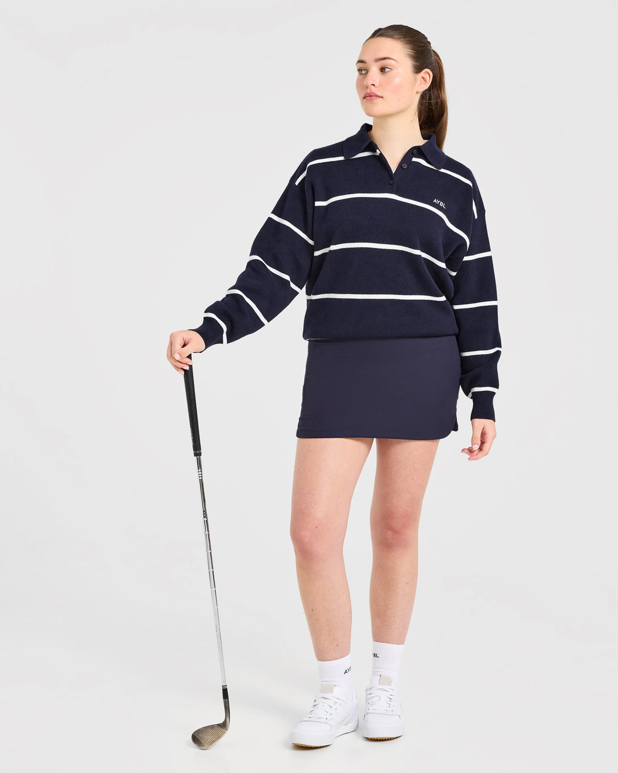 Signature Relaxed Knitted Polo - Navy/Wit - Image 8