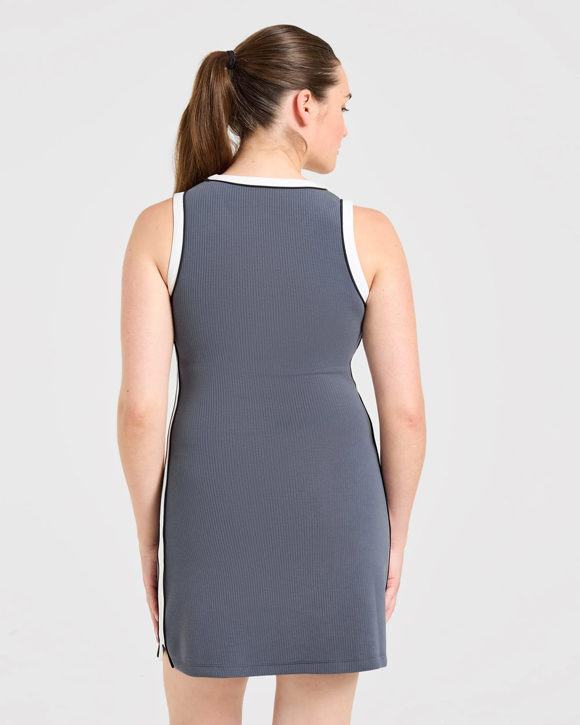 Signature V Neck Dress - Steel Blauw - Image 2