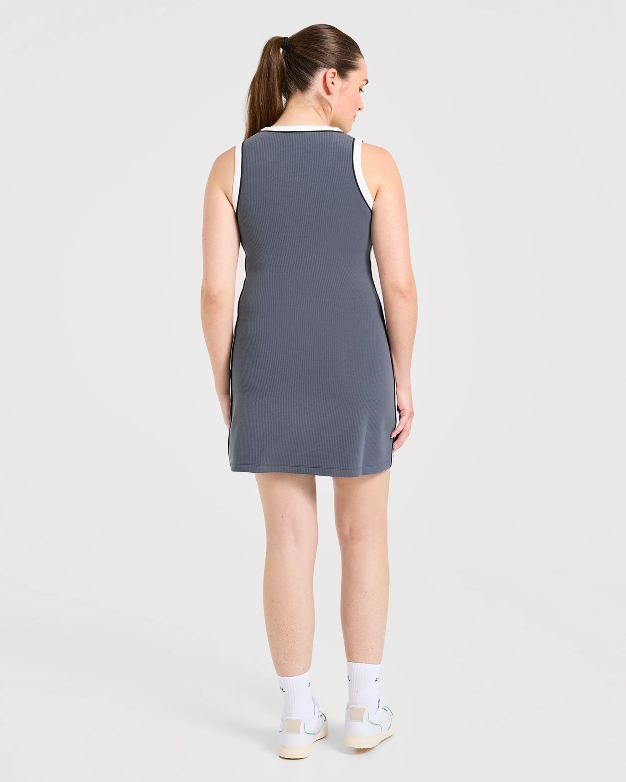 Signature V Neck Dress - Steel Blauw - Image 4