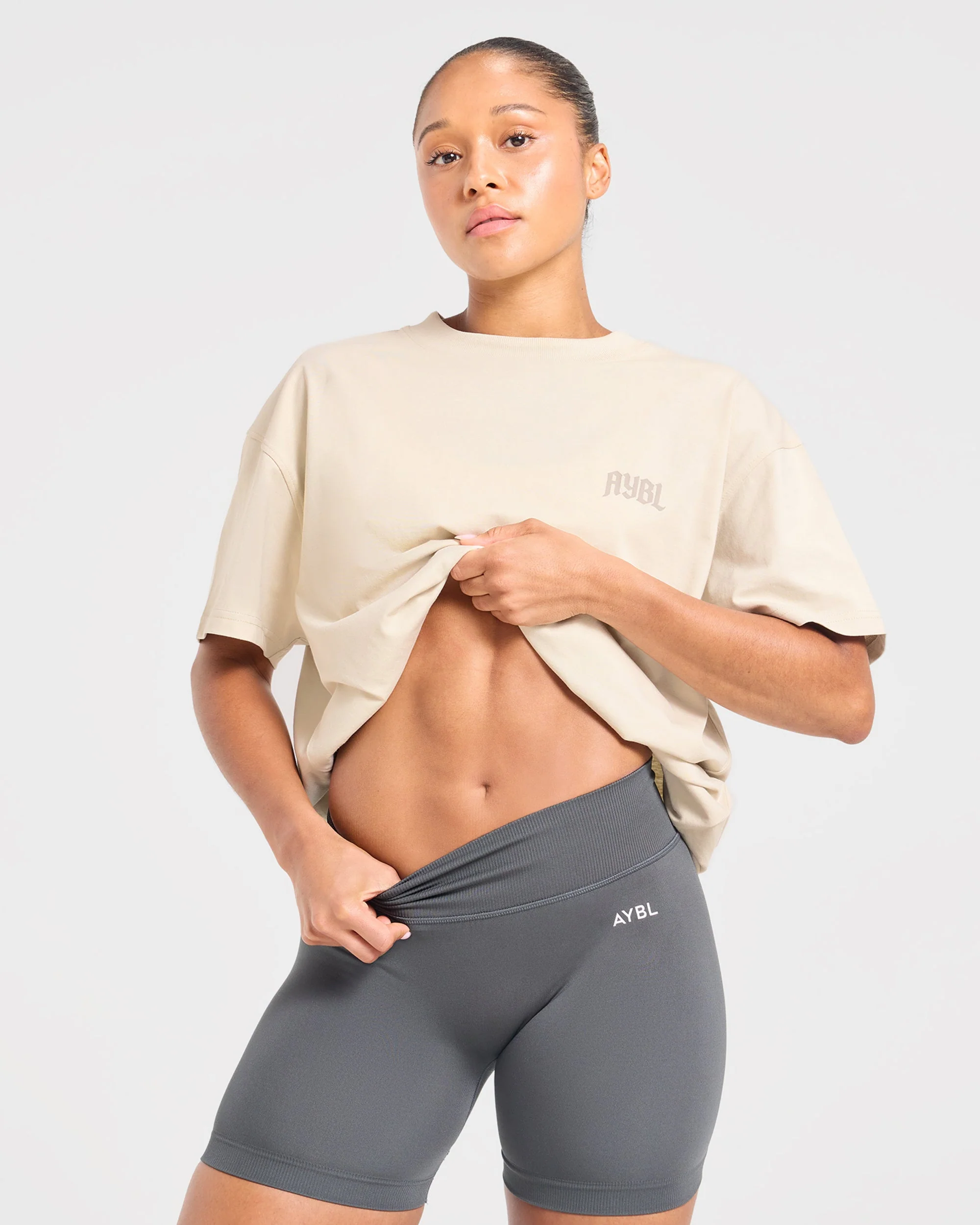 Sports Club Gothic Oversized T Shirt - Taupe Beige - Image 7