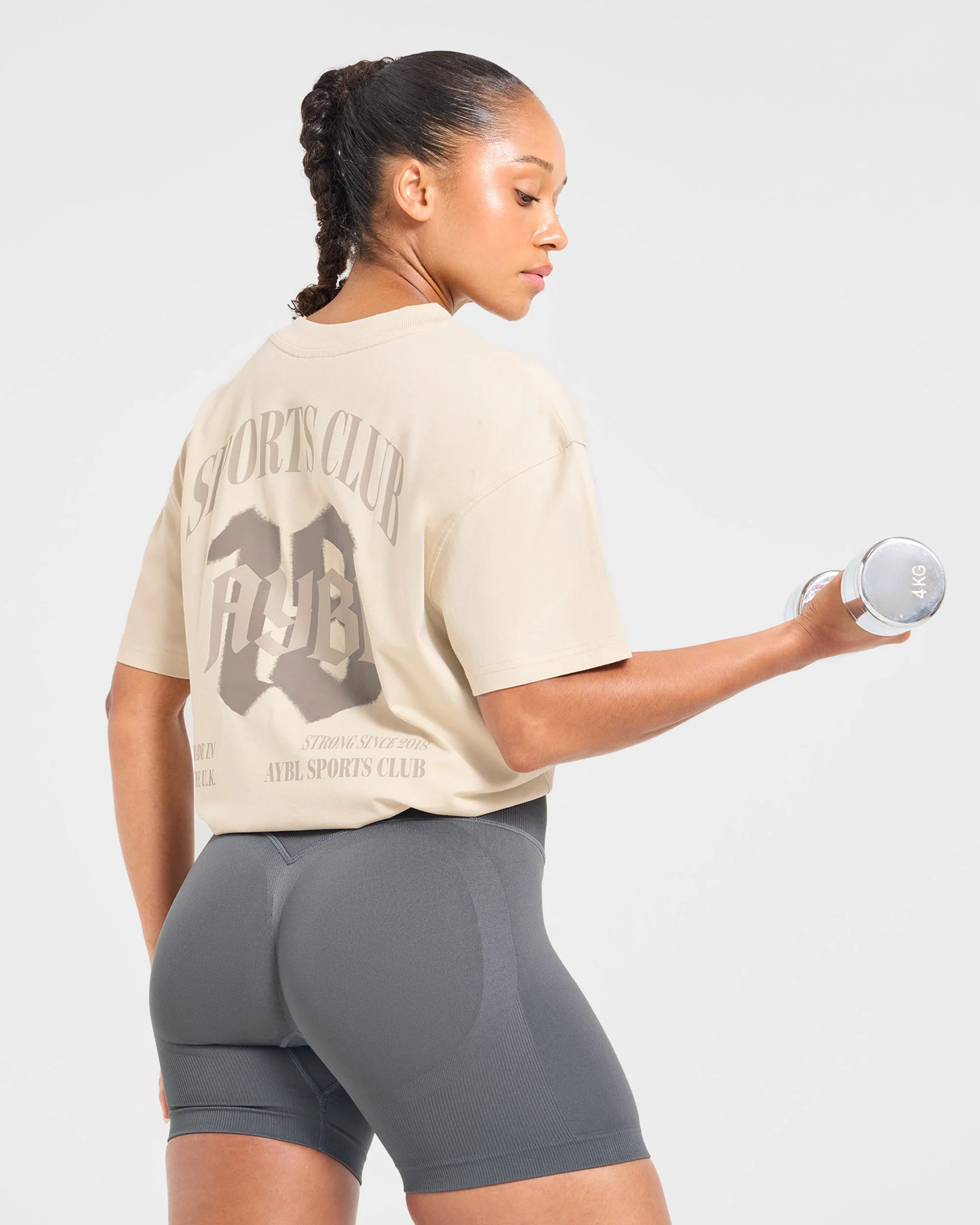 Sports Club Gothic Oversized T Shirt - Taupe Beige - Image 8