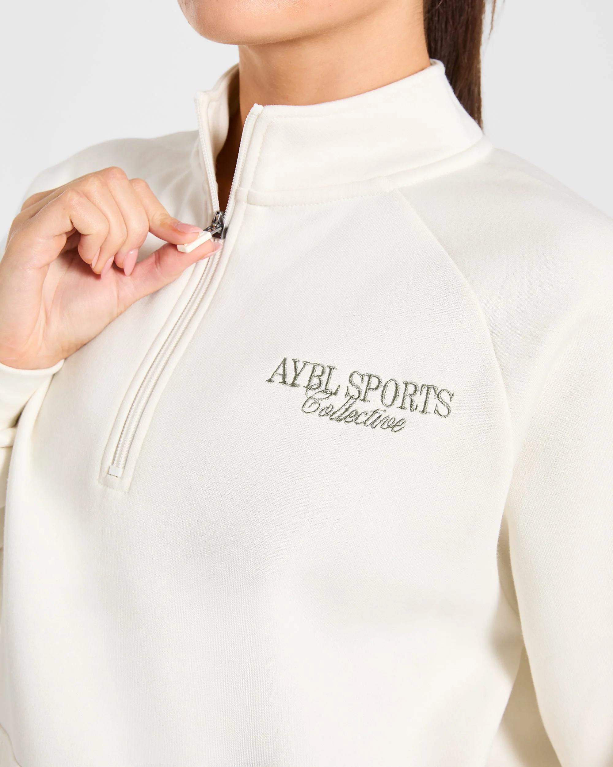 Sports Collective Oversized 1/4 Zip Pullover - Off Wit/Groen - Image 5