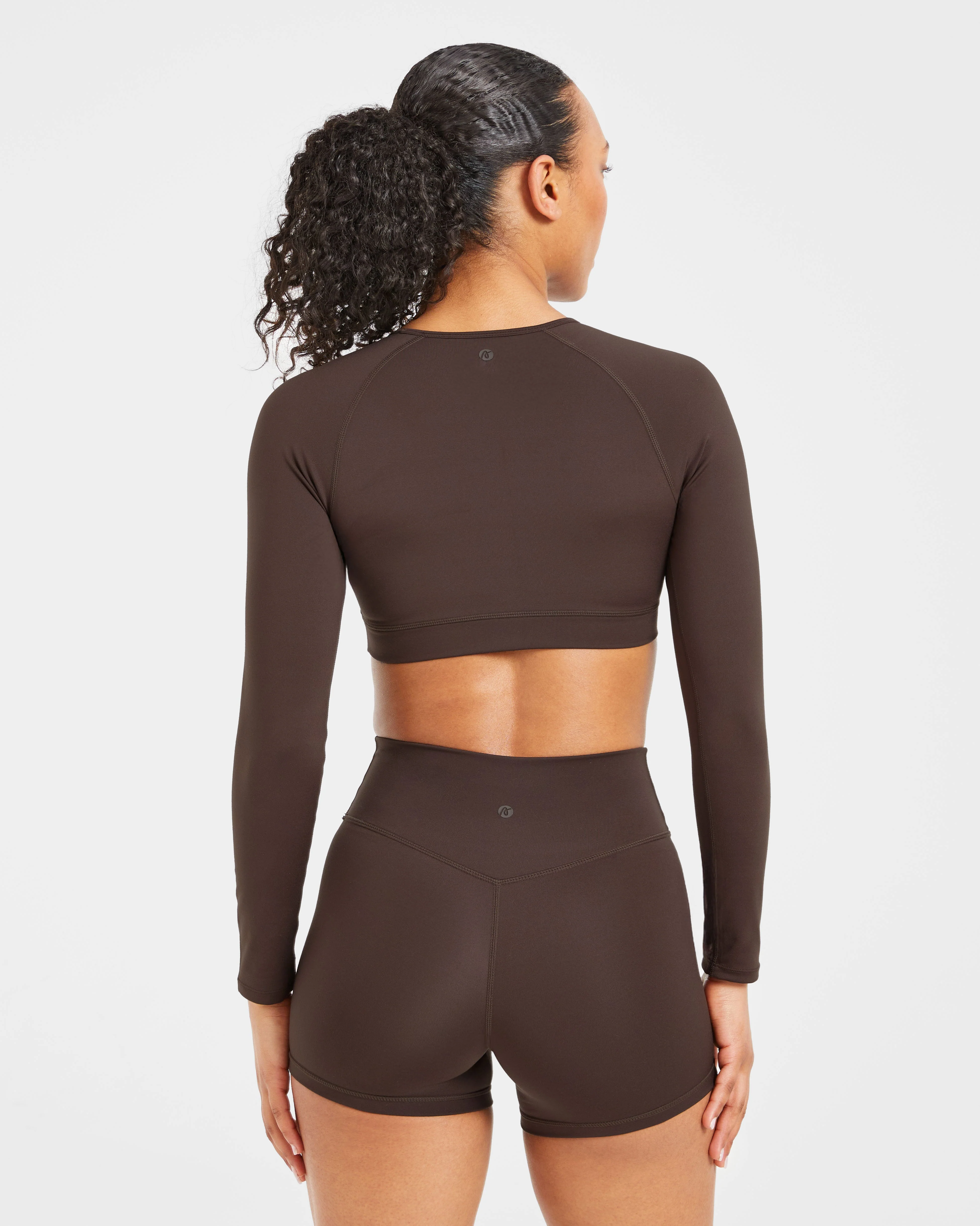 Staple Long Sleeve Crop Top - Coffee Bruin - Image 2