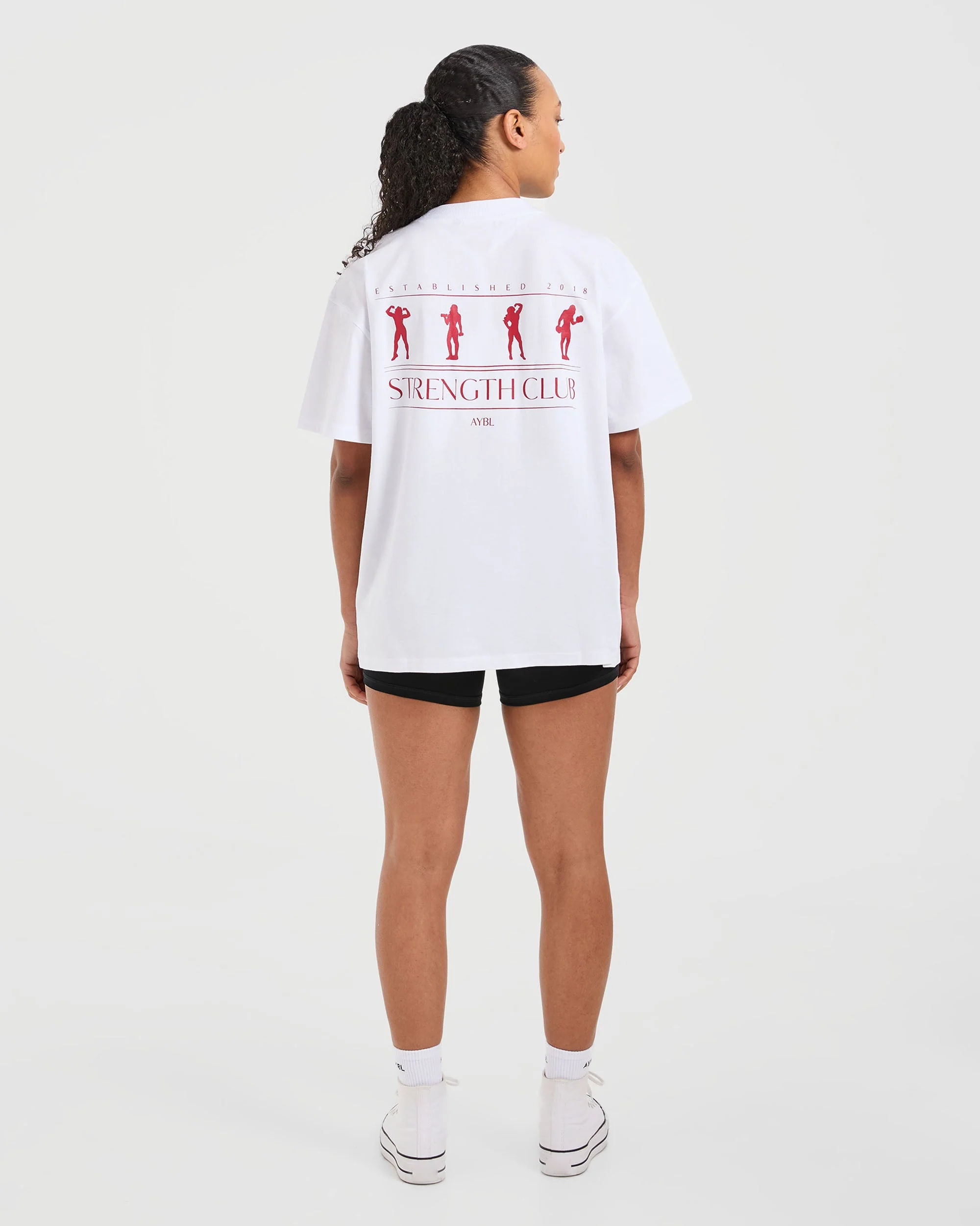 Strength Club Oversized T Shirt - Wit/Rood - Image 3