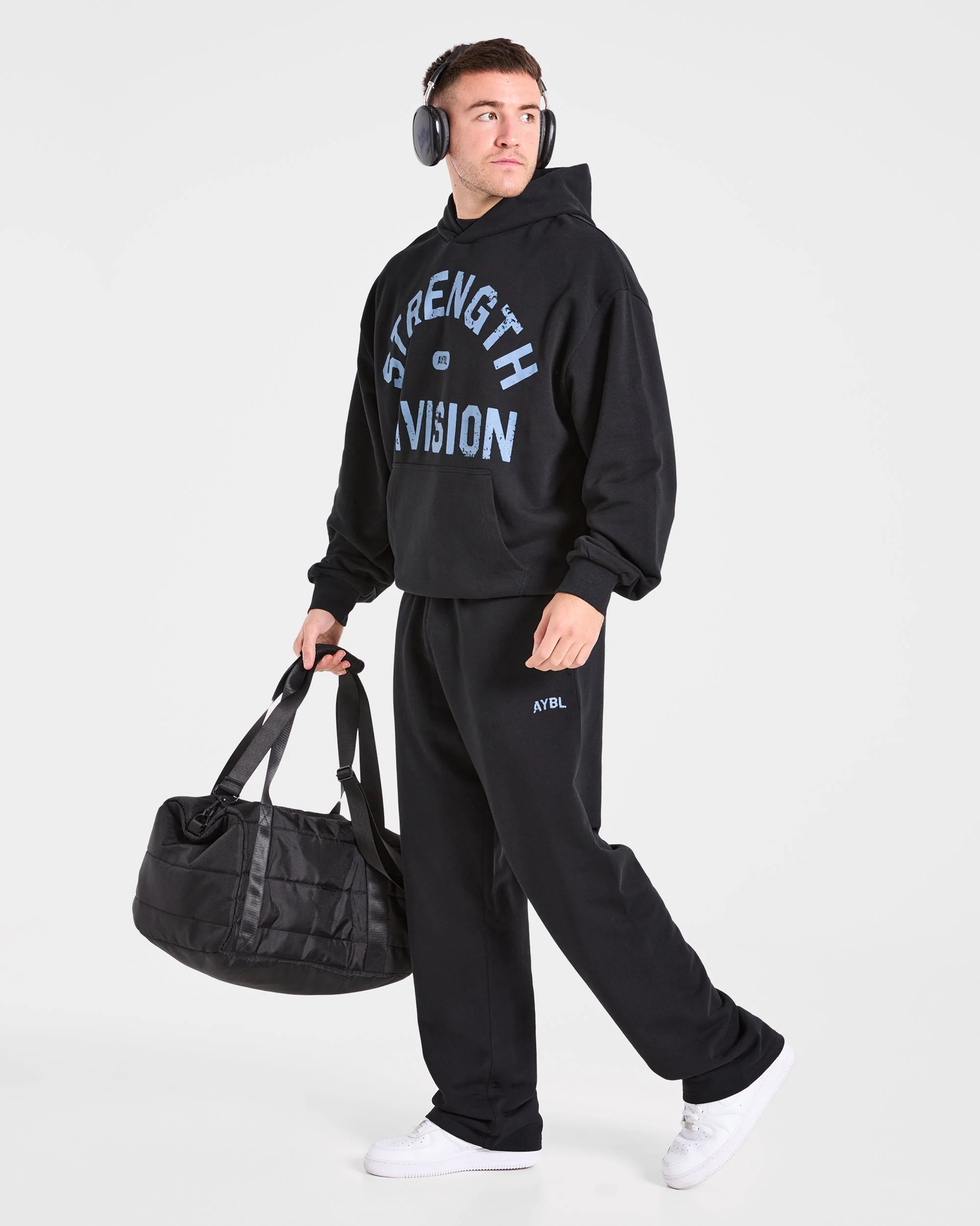 Strength Division Oversized Hoodie - Zwart/Blauw - Image 7
