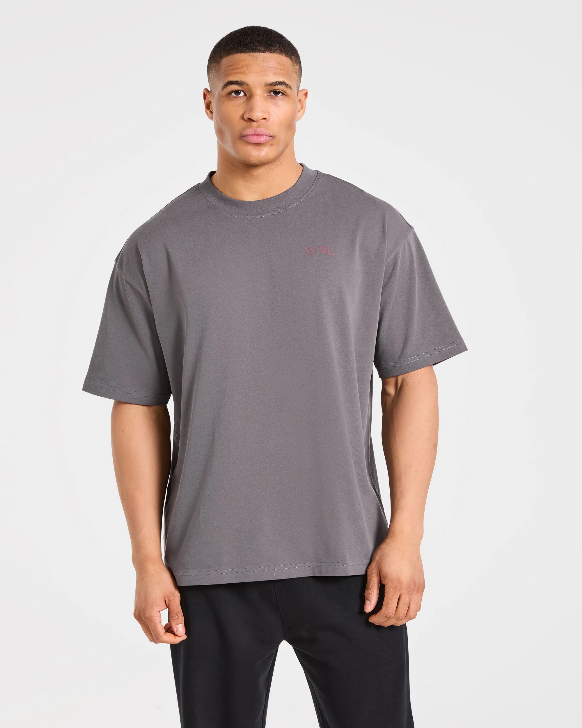 Strength Division Oversized T Shirt - Charcoal/Rood - Image 2