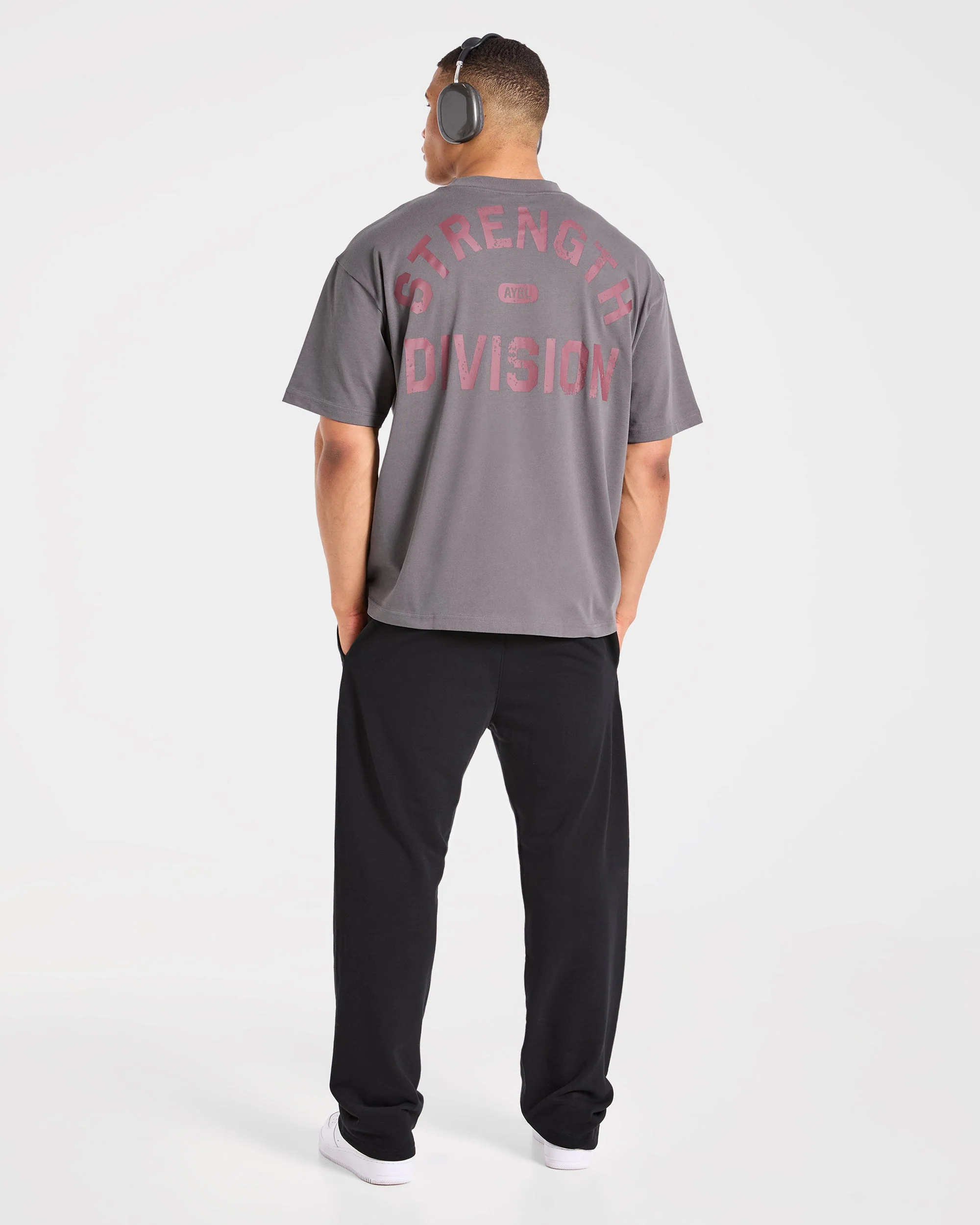 Strength Division Oversized T Shirt - Charcoal/Rood - Image 8